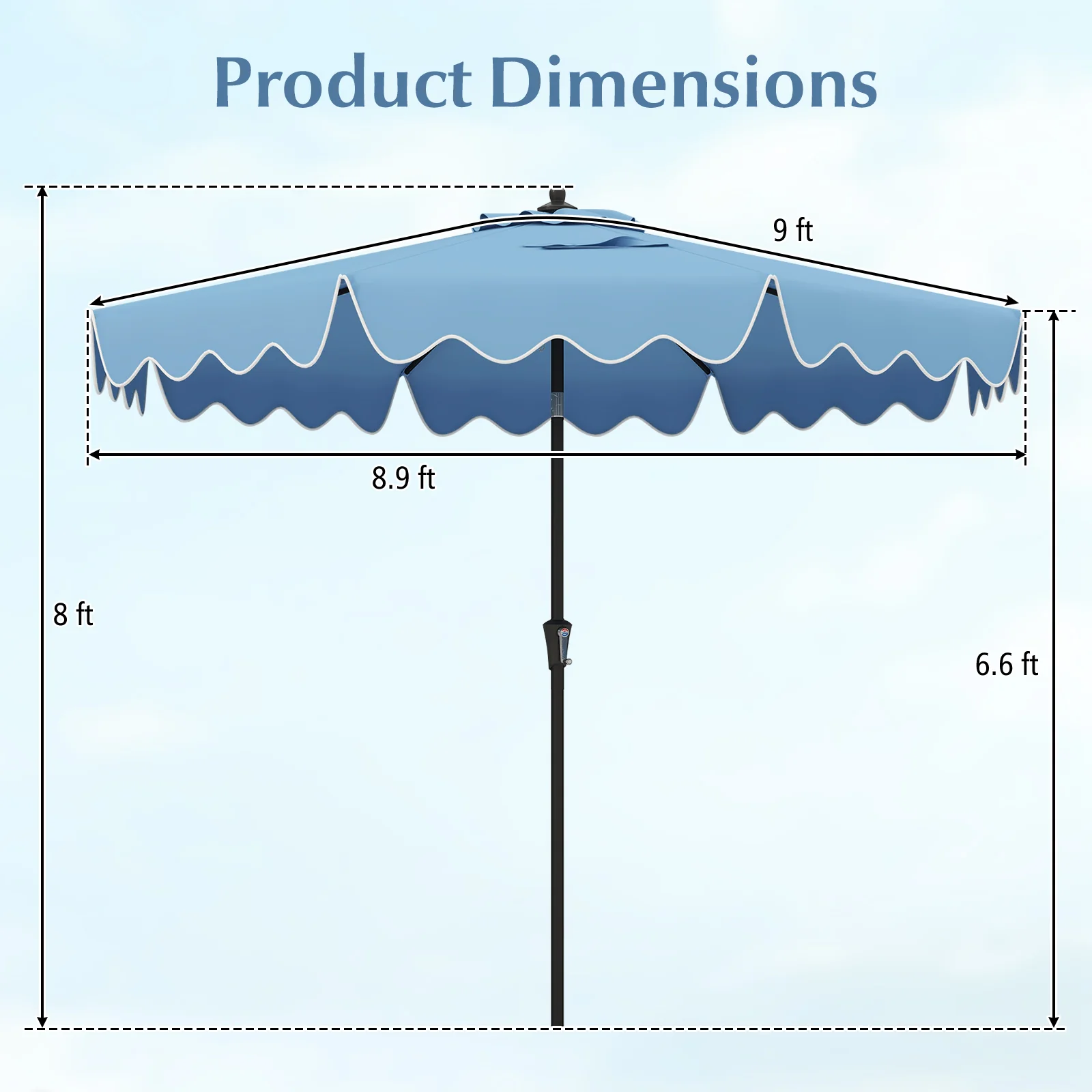 9 Feet Patio Umbrella with Crank Handle and Push Button Tilt - Image 4