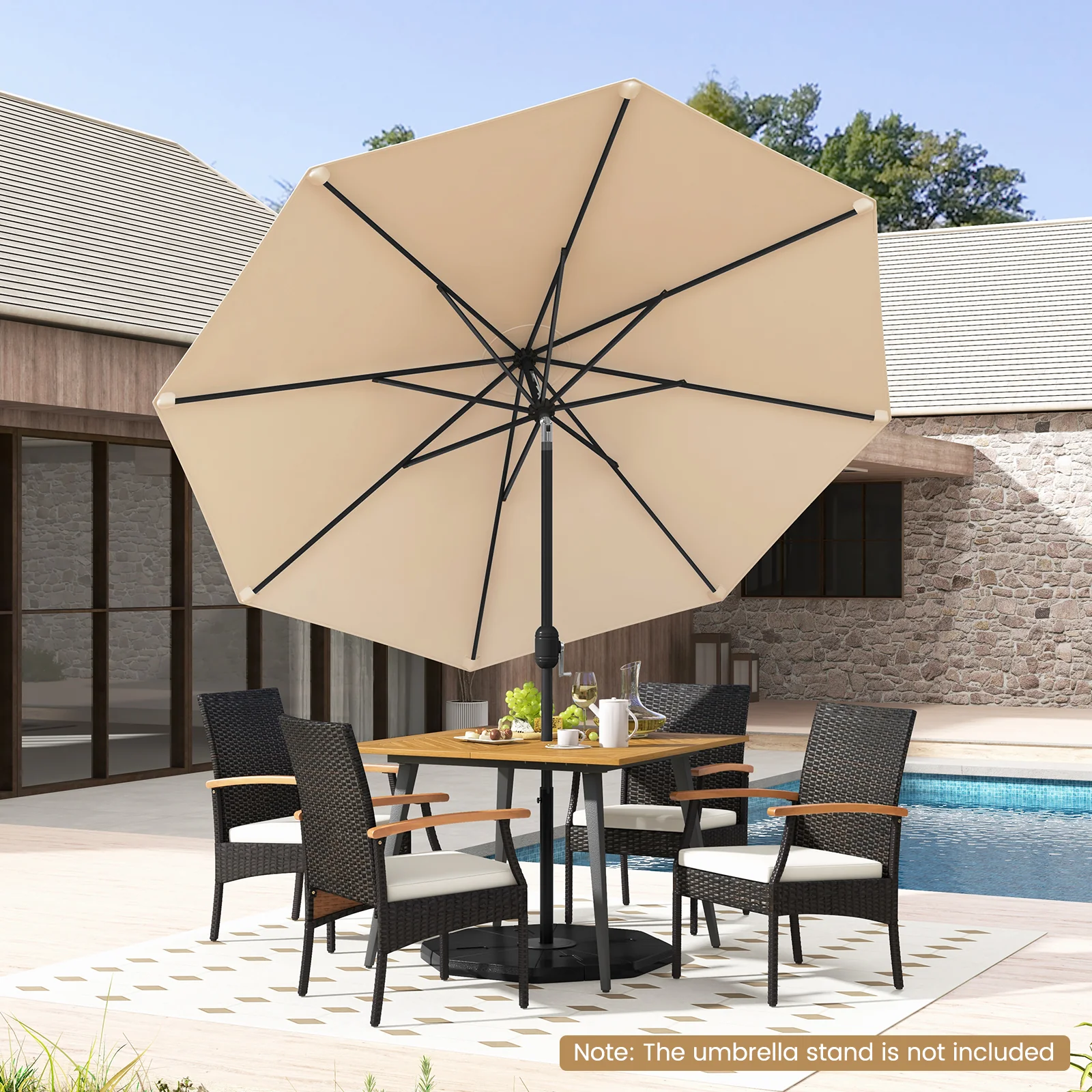 9 ft Outdoor Market Patio Table Umbrella Push Button Tilt Crank Lift - Image 2