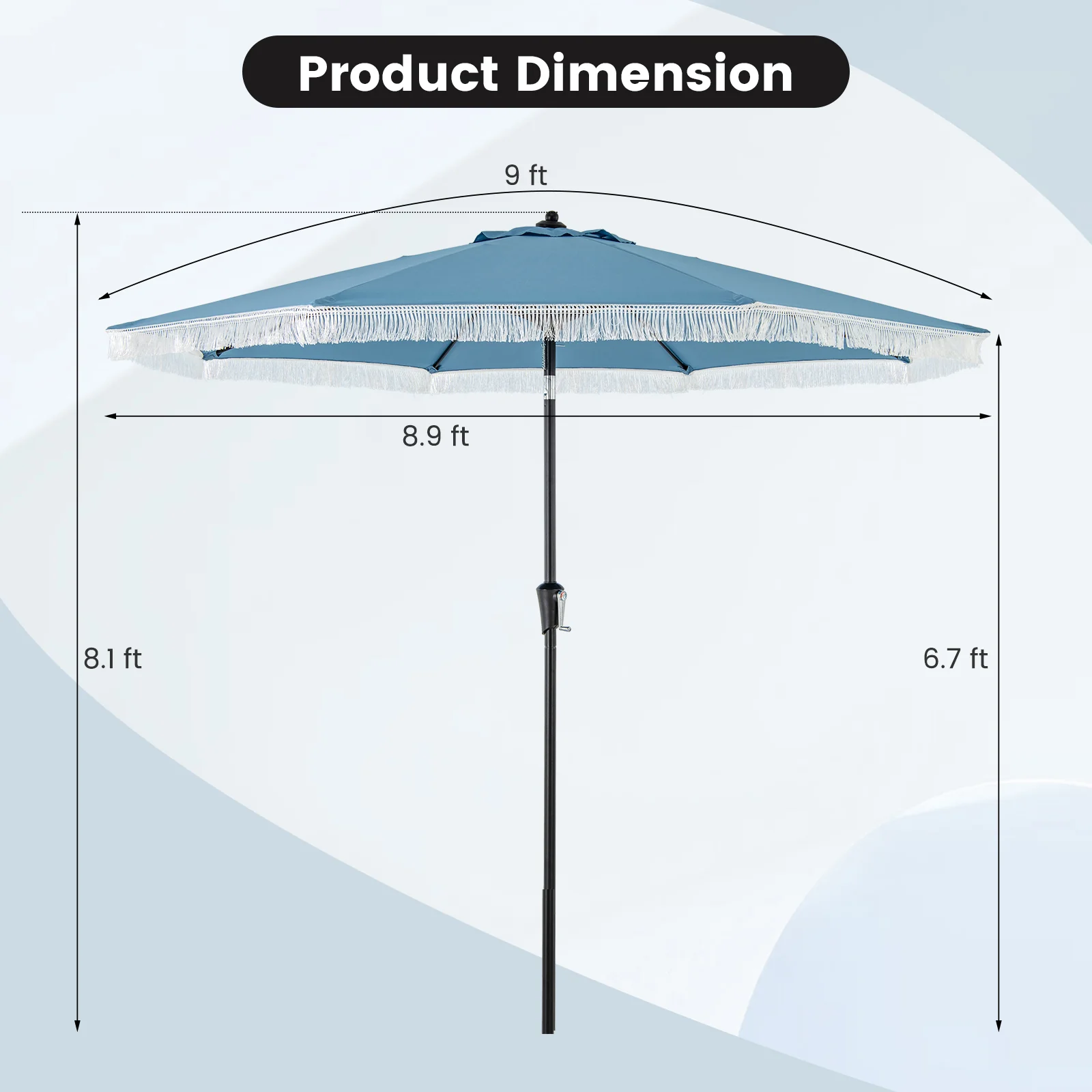 9 FT Patio Umbrella with Sun-Protective Canopy for Patio Garden Pool - Image 12