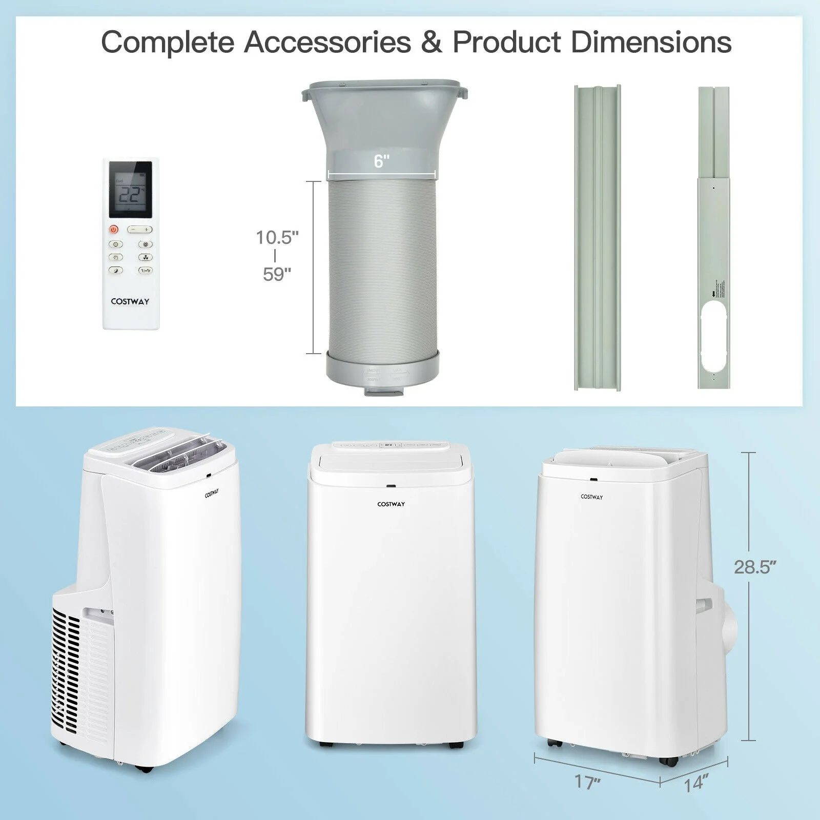 9000BTU 3-in-1 Portable Air Conditioner with Remote-White - Image 3