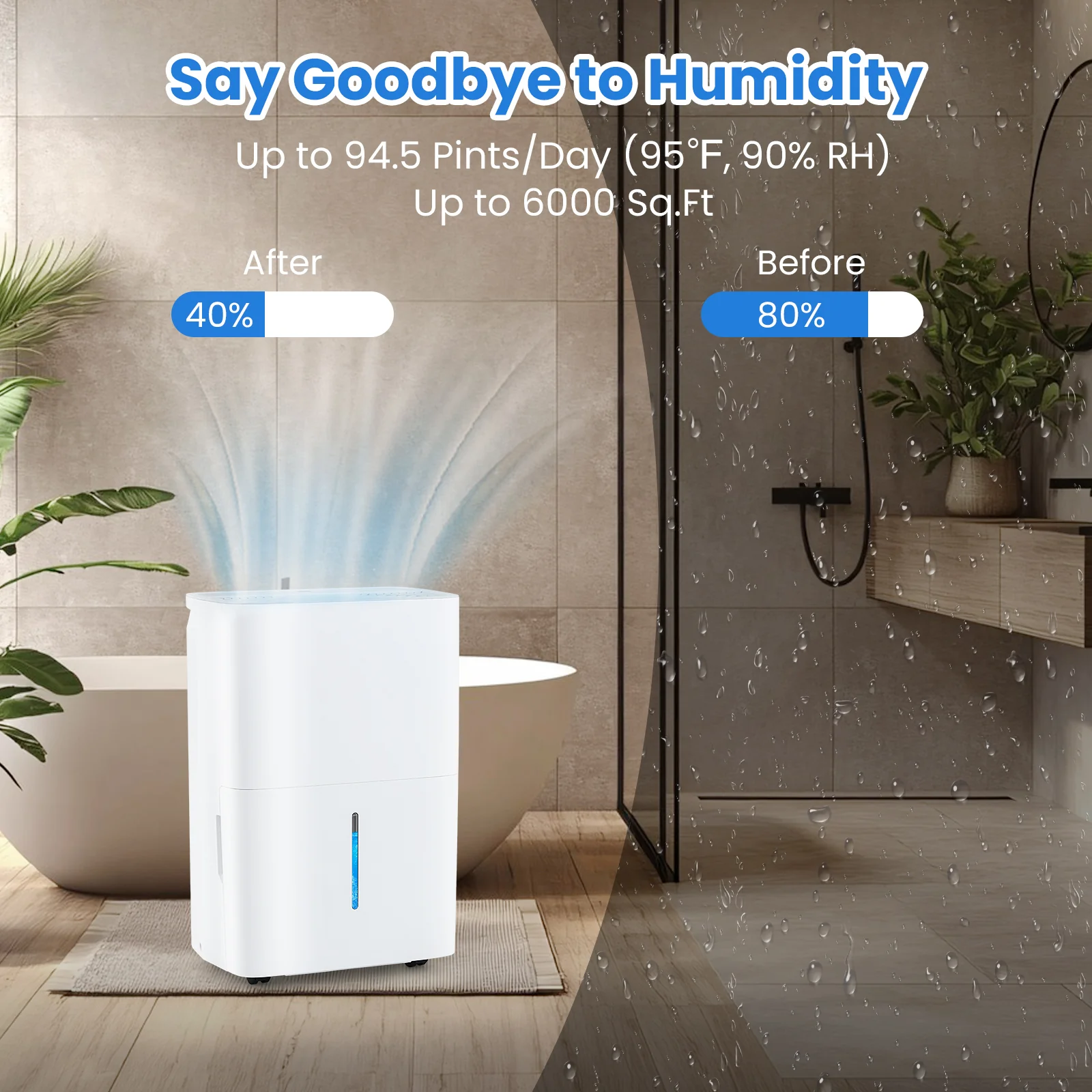 94.5 Pints Dehumidifier with 24H Timer and LED Display-White - Image 8