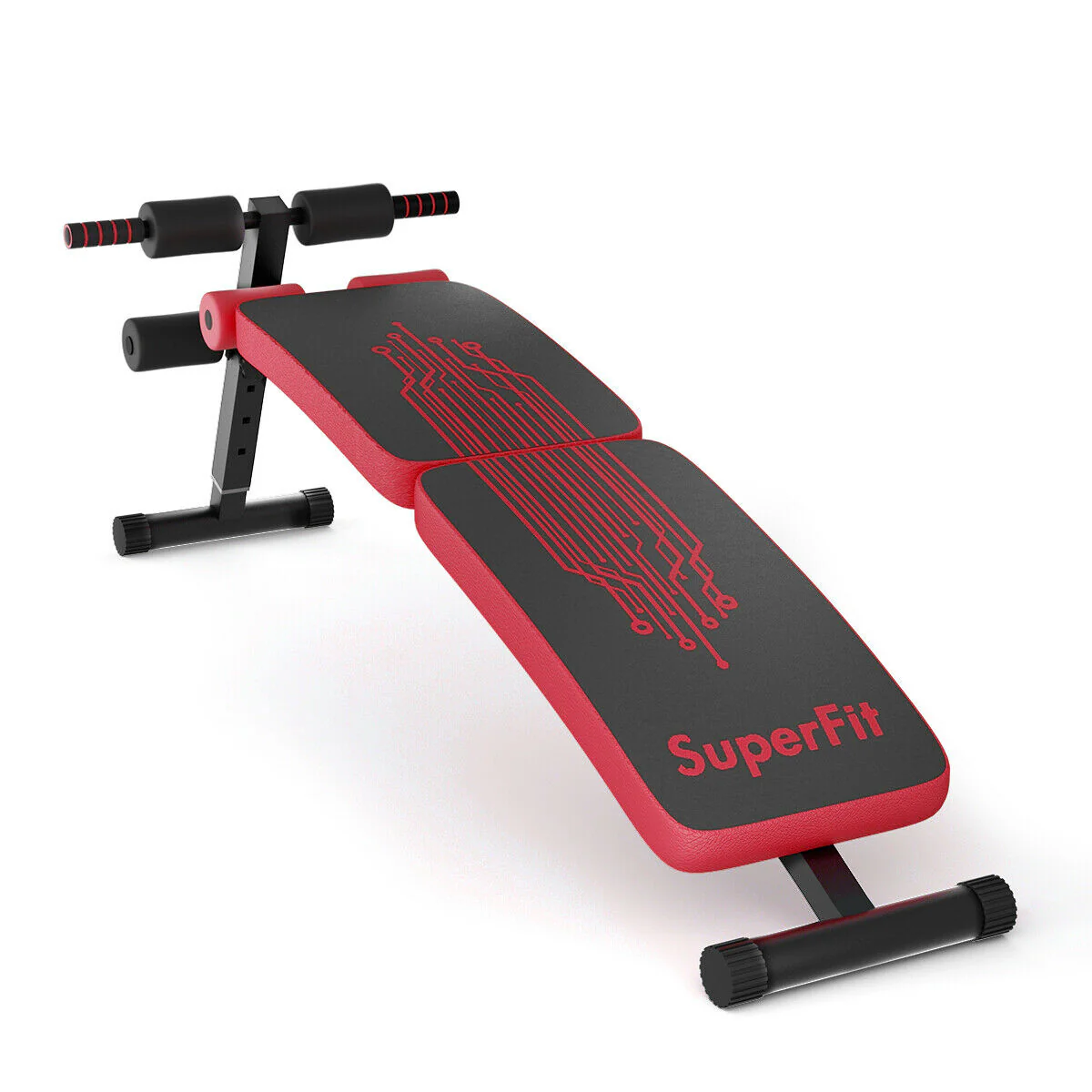 Abdominal Twister Trainer with Adjustable Height Exercise Bench-Red - Image 2