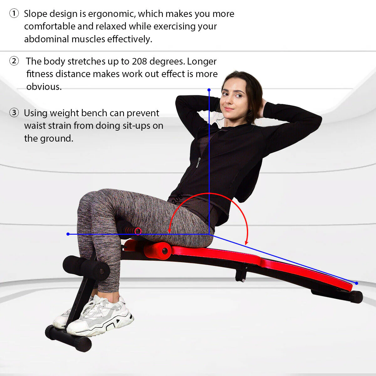 Abdominal Twister Trainer with Adjustable Height Exercise Bench-Red - Image 8