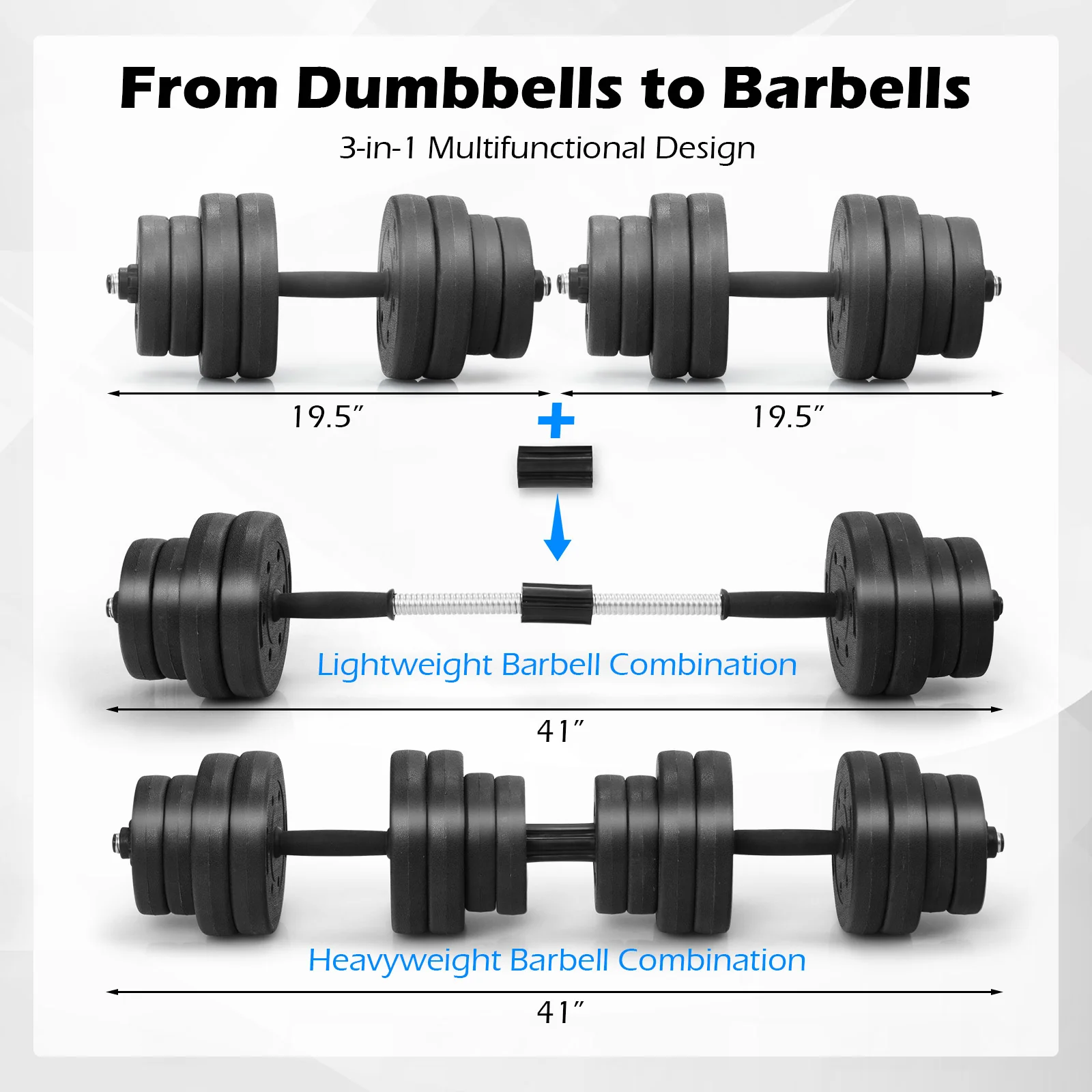 Adjustable Dumbbells 66 LBS Free Weights with Connectors for Home Gym Fitness Workout - Image 7