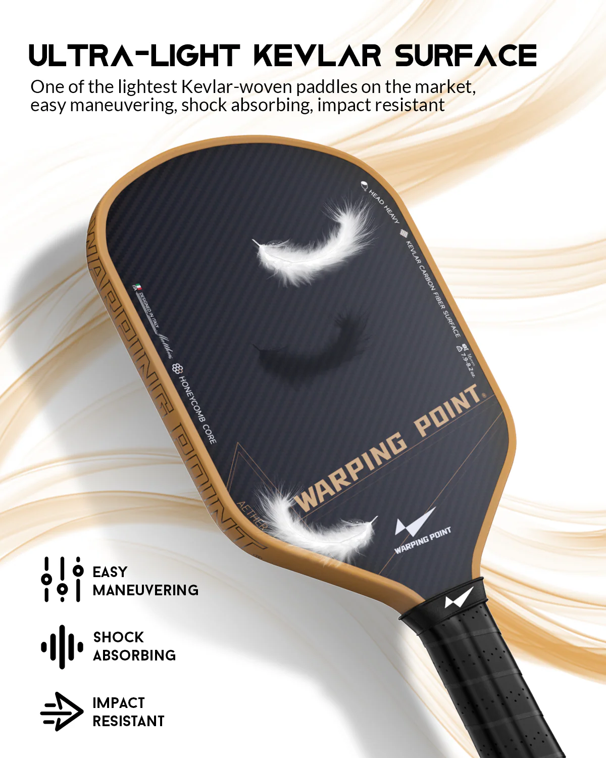 Aether Hybrid Pickleball Paddle Kevlar Carbon Fiber 16mm - Power & Control - Image 2