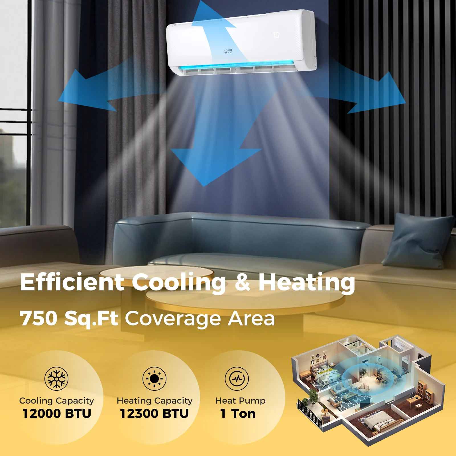 Airtural Series 12000 BTU 21 SEER2 208-230V Ductless Mini Split Air Conditioner with Heater Pump Energy Star Certified - Image 6