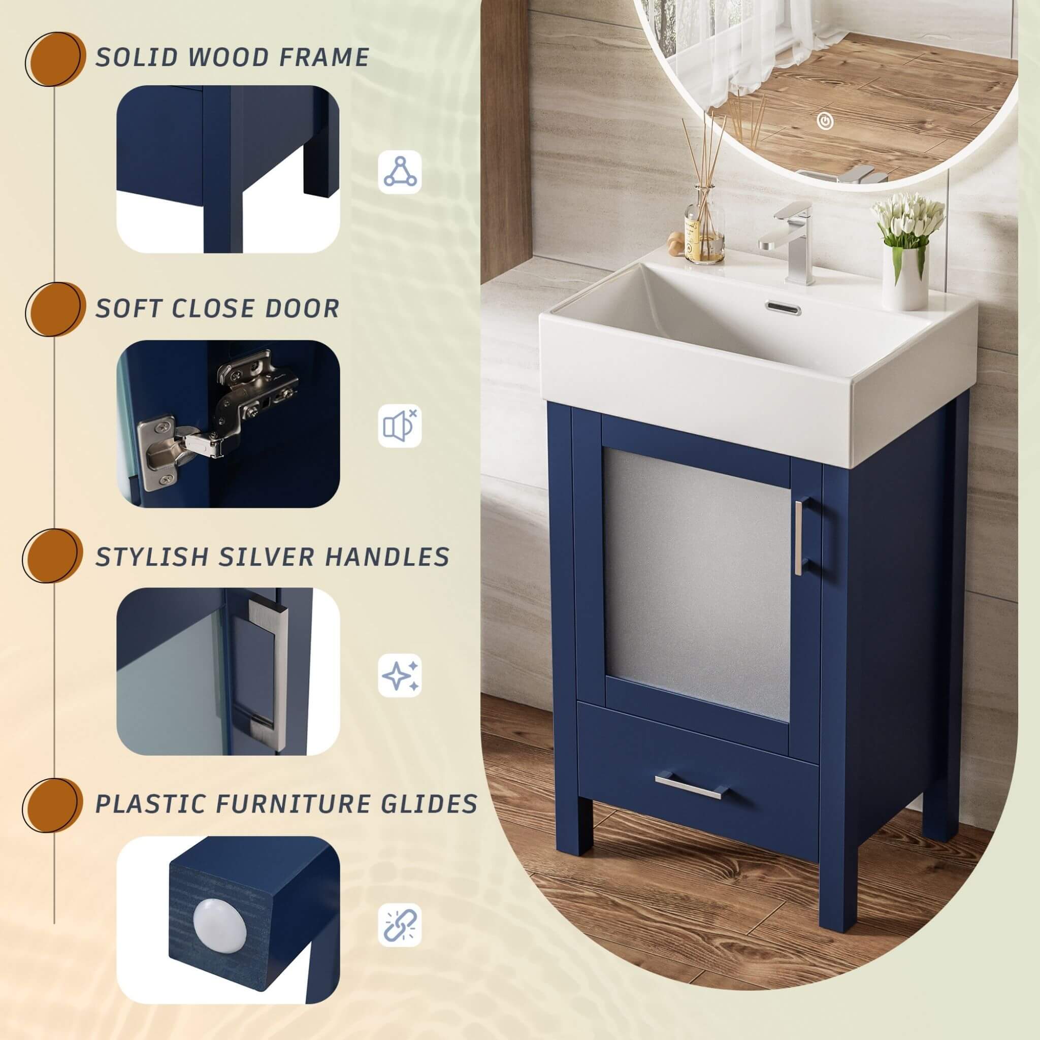 Alora 20-Inch Modern Bathroom Vanity With Ceramic Sink And Storage Cabinet - Image 5
