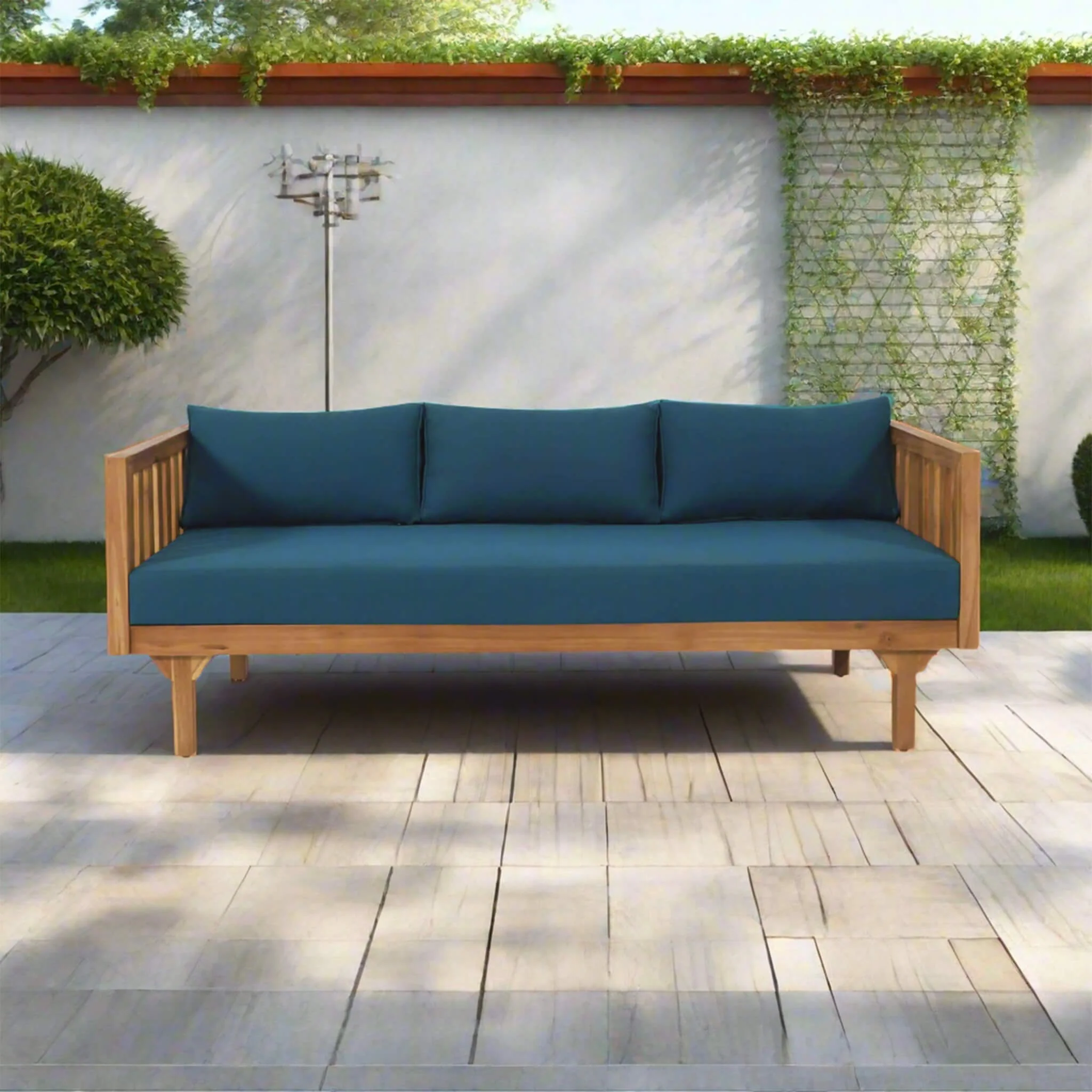 Alora 3-Seater Acacia Wood Daybed Sofa With Water-Resistant Cushions