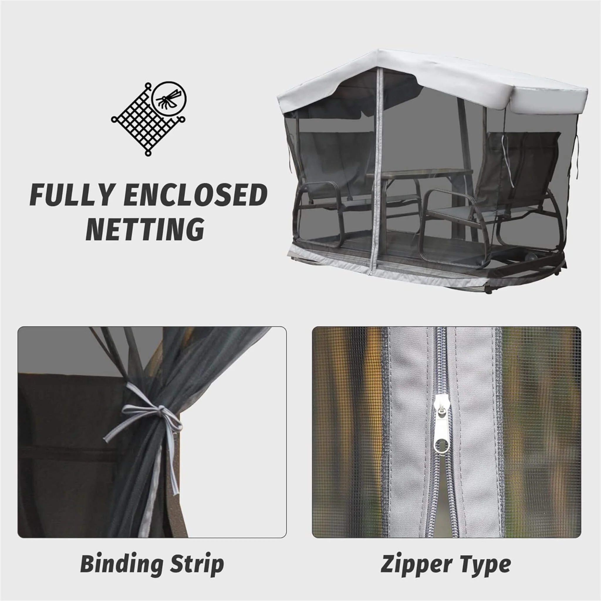 Alora 4-Seat Outdoor Aluminum Patio Swing Glider Bench with Canopy - Image 7