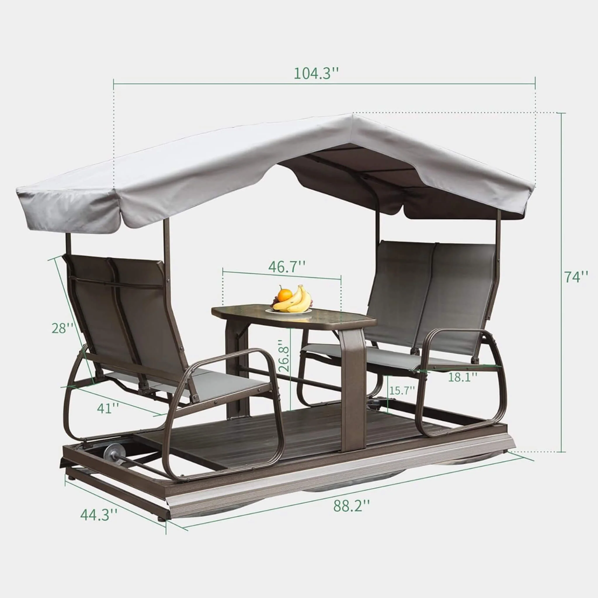 Alora 4-Seat Outdoor Aluminum Patio Swing Glider Bench with Canopy - Image 8