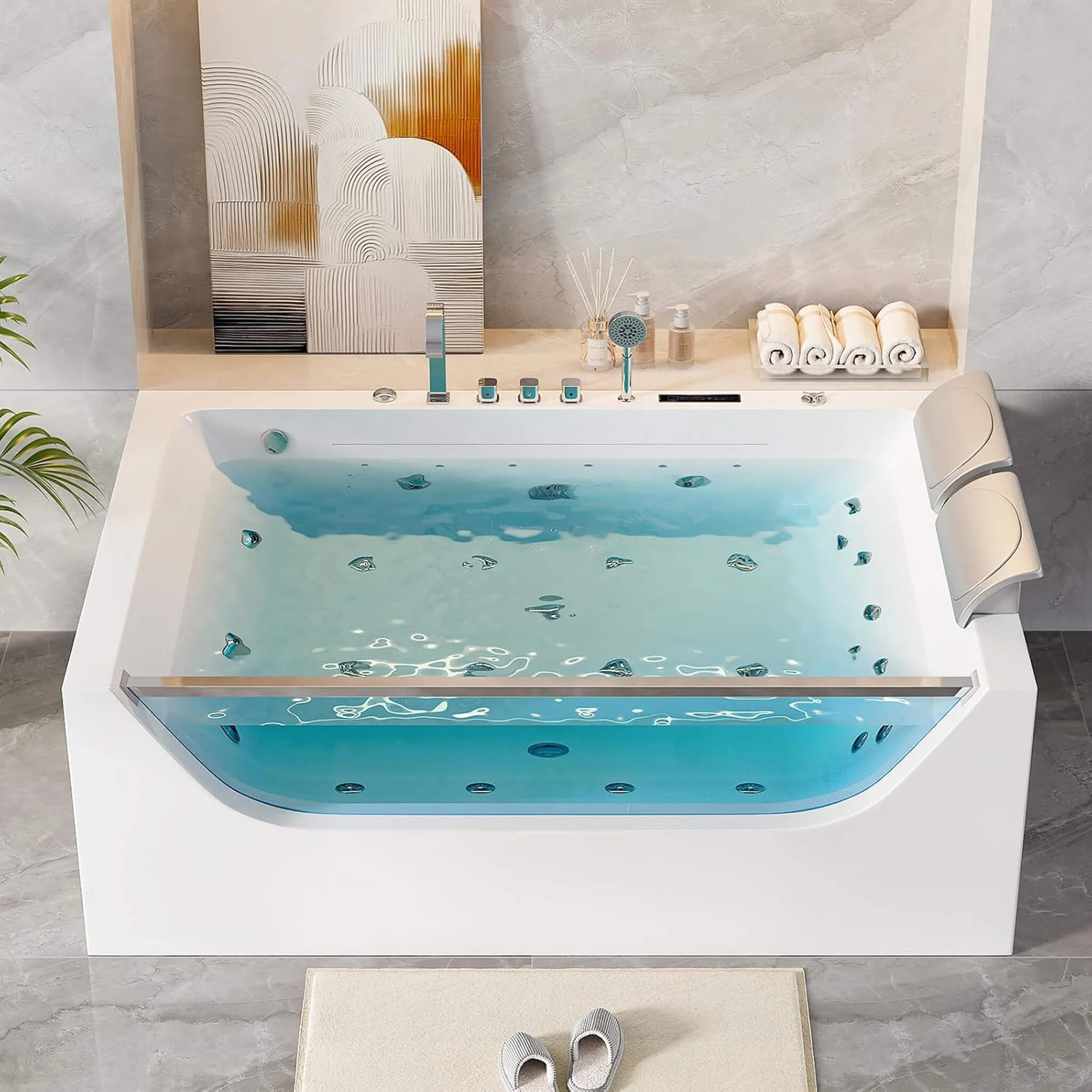 Alora 71-Inch Luxury 2-Person Jetted Whirlpool Tub With Massage And Thermostat Control