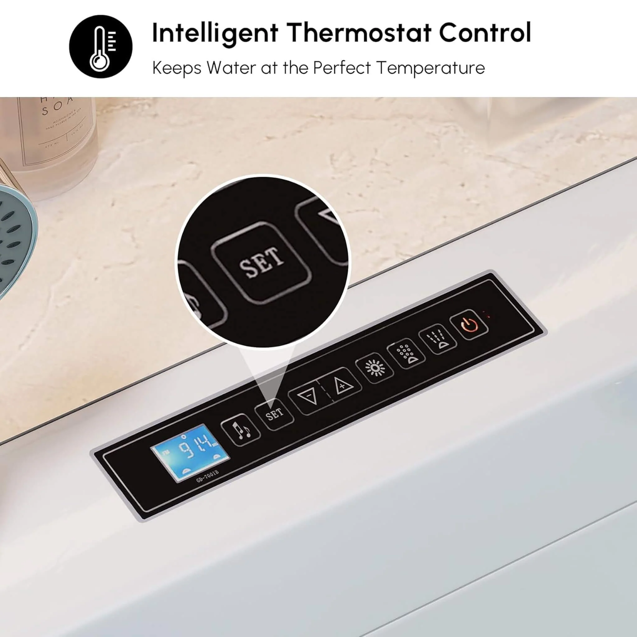 Alora 71-Inch Luxury 2-Person Jetted Whirlpool Tub With Massage And Thermostat Control - Image 6