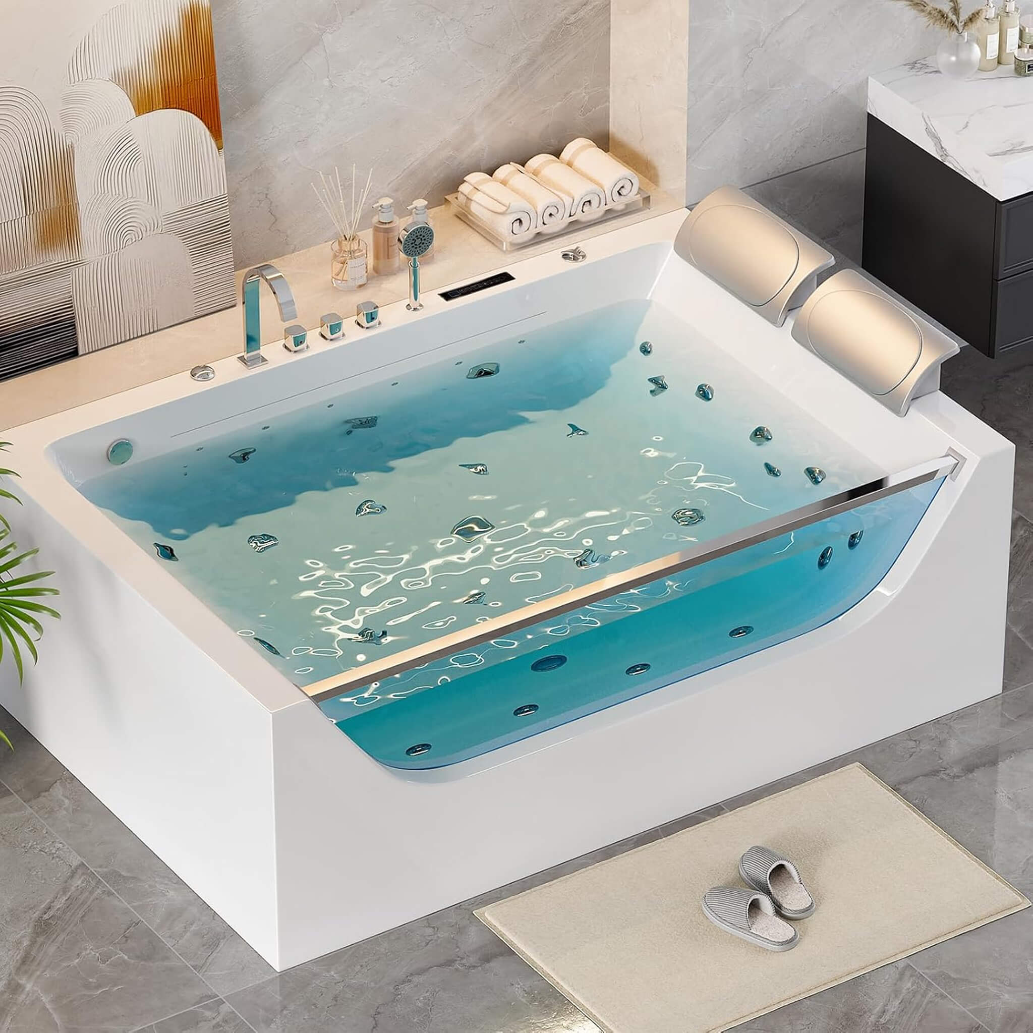 Alora 71-Inch Luxury 2-Person Jetted Whirlpool Tub With Massage And Thermostat Control - Image 7