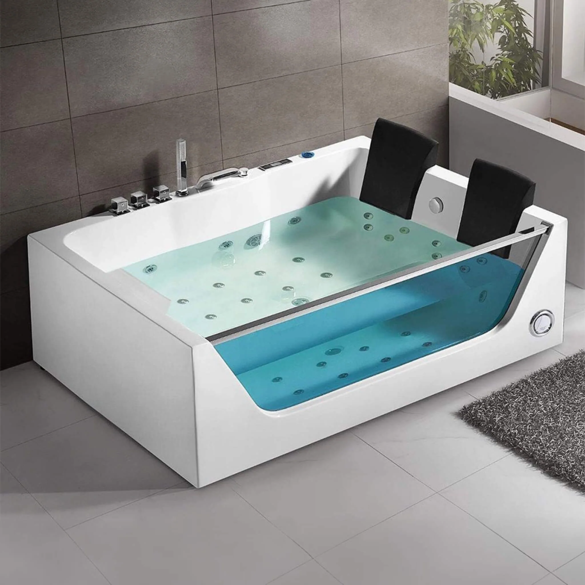Alora 71-Inch Premium Freestanding Rectangular Hydromassage Soaking Spa Bathtub - Image 3