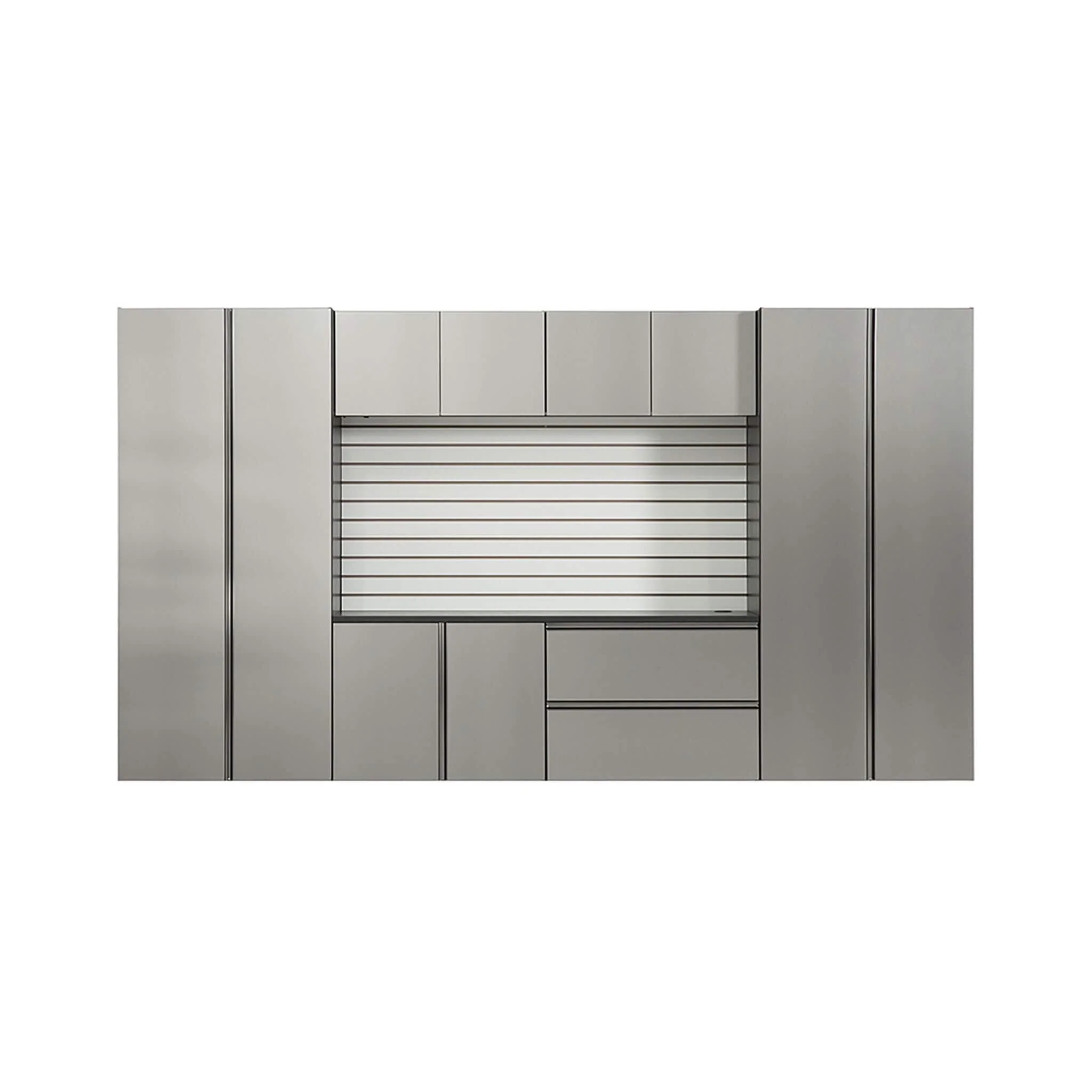 Alora Heavy-Duty Wall-Mounted Metallic Gray Garage Cabinet Set With Soft Closing Doors And Drawers - Image 2