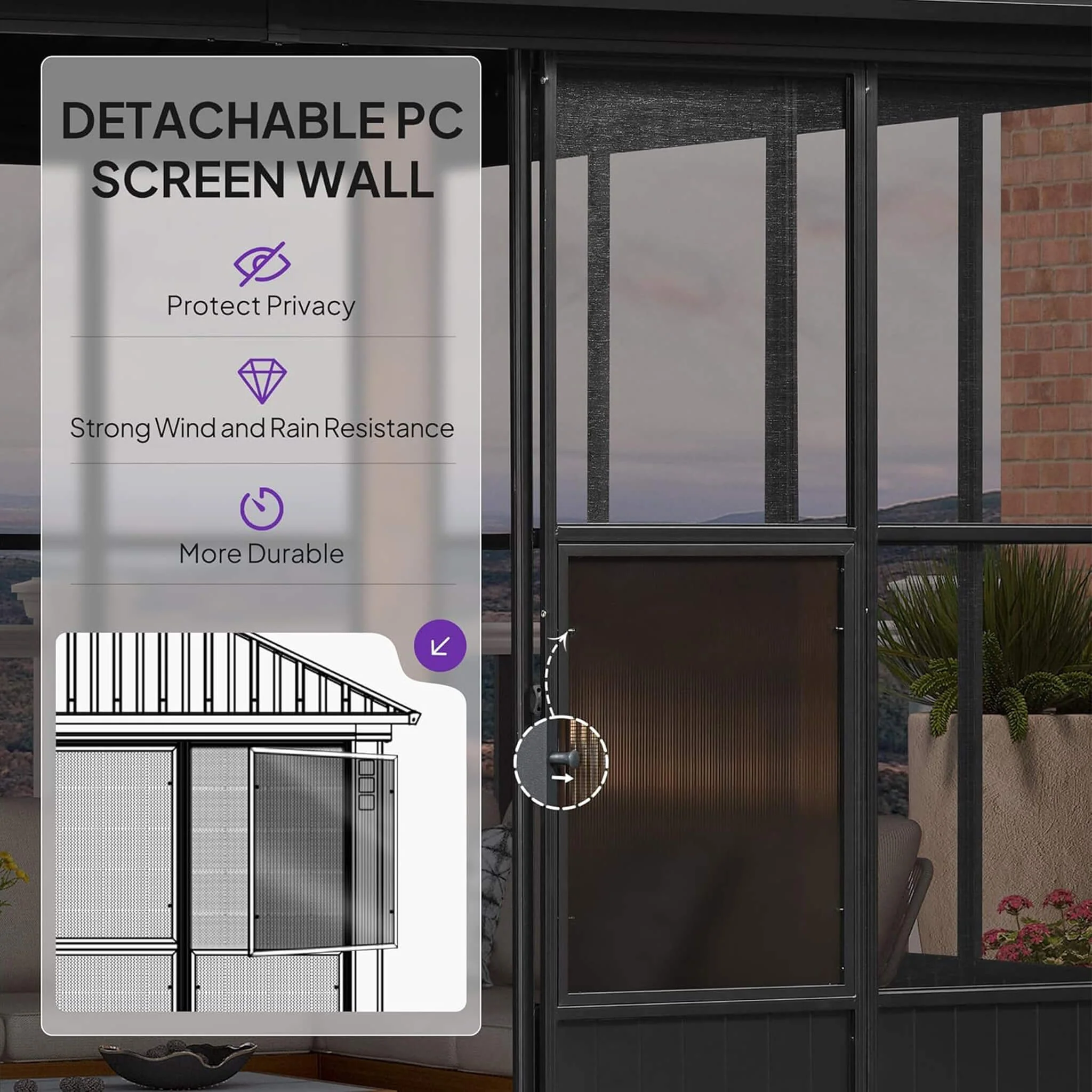 Alora Luxury Heavy-Duty Hardtop Sunroom with Aluminum Frame and LED Lights - Image 4