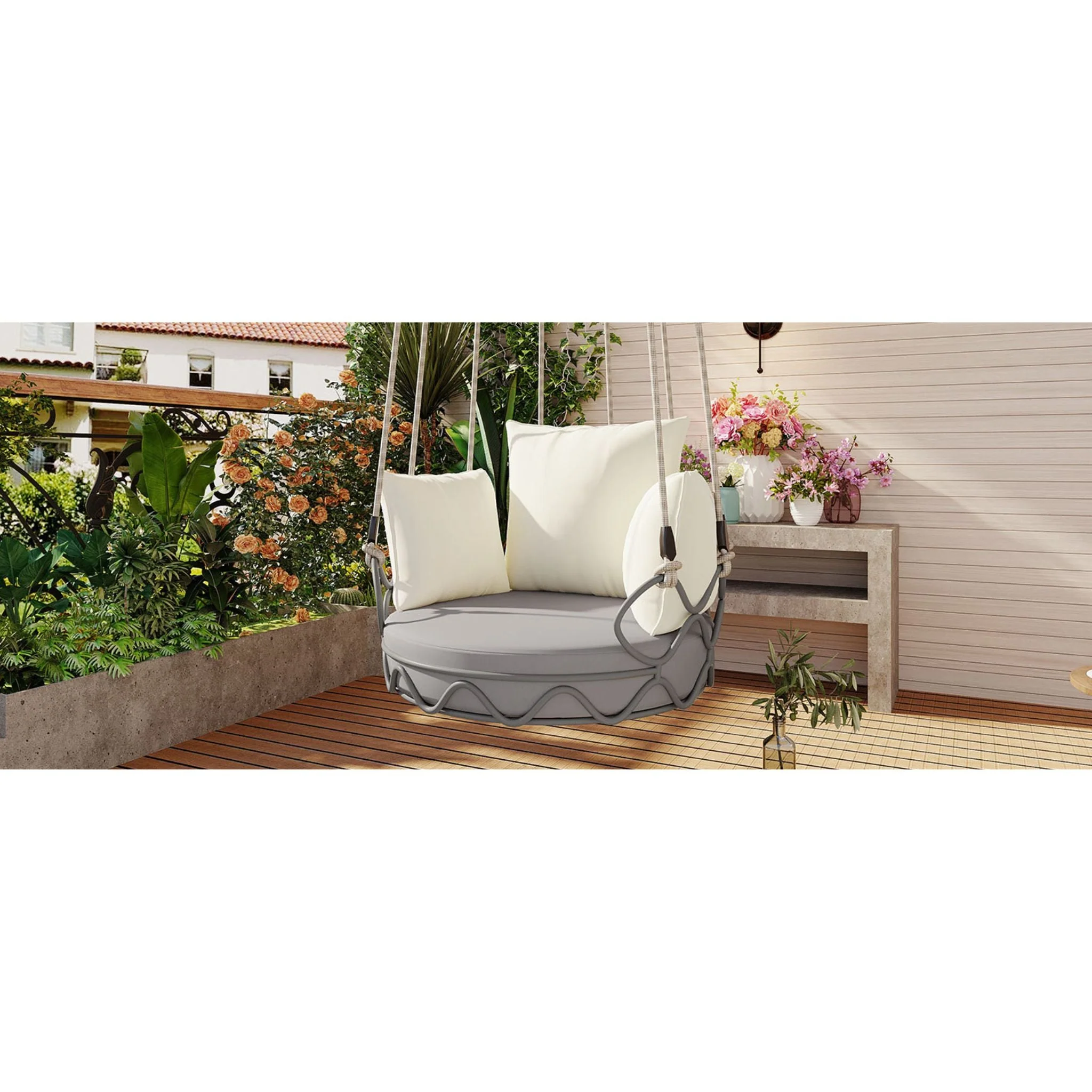 Alora Luxury Outdoor Hanging Basket Porch Swing Chair with UV Resistant Cushions - Image 10