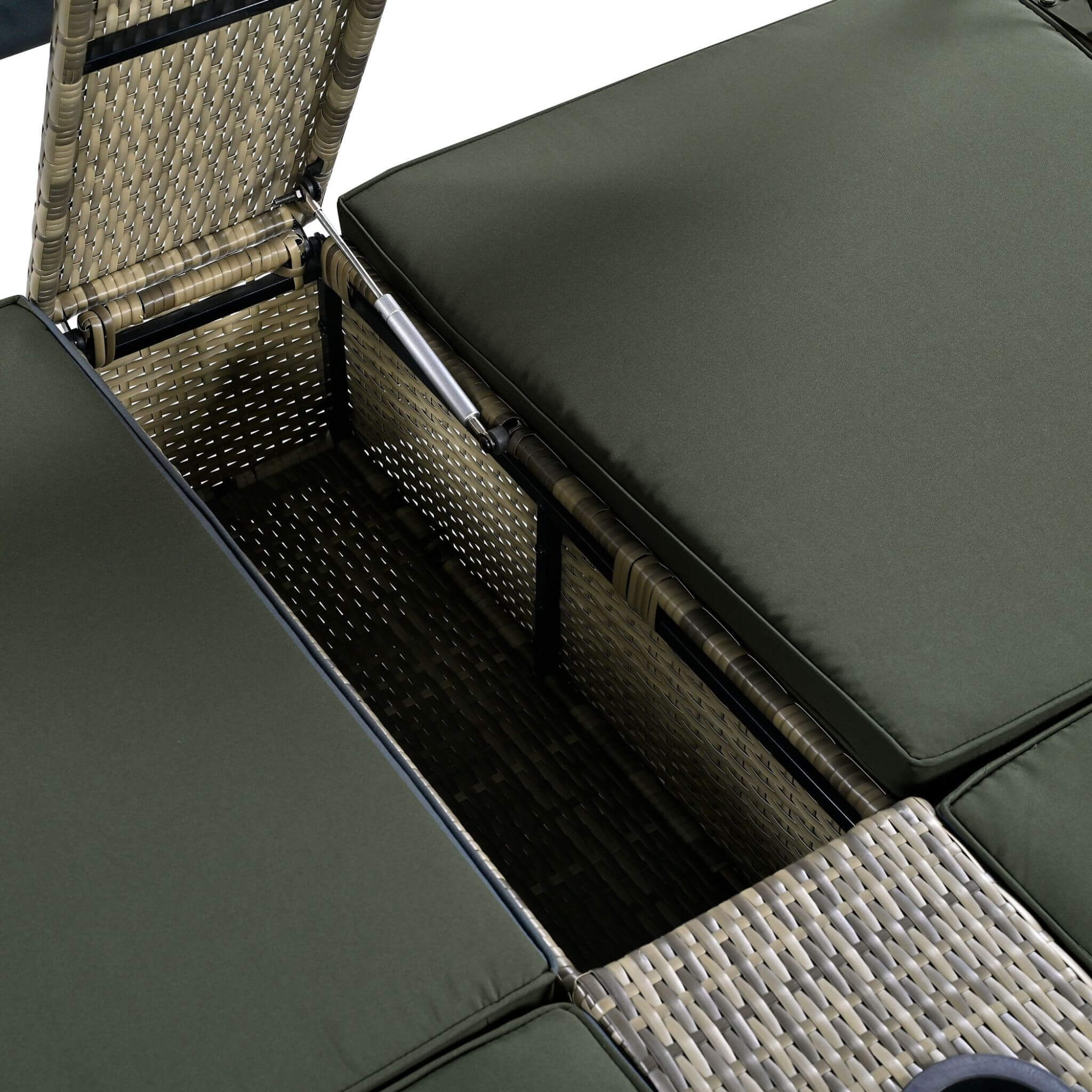 Alora Outdoor Rattan Patio Daybed with Adjustable Backrest, Canopy Roof, Storage Box and Cup Holders - Image 27