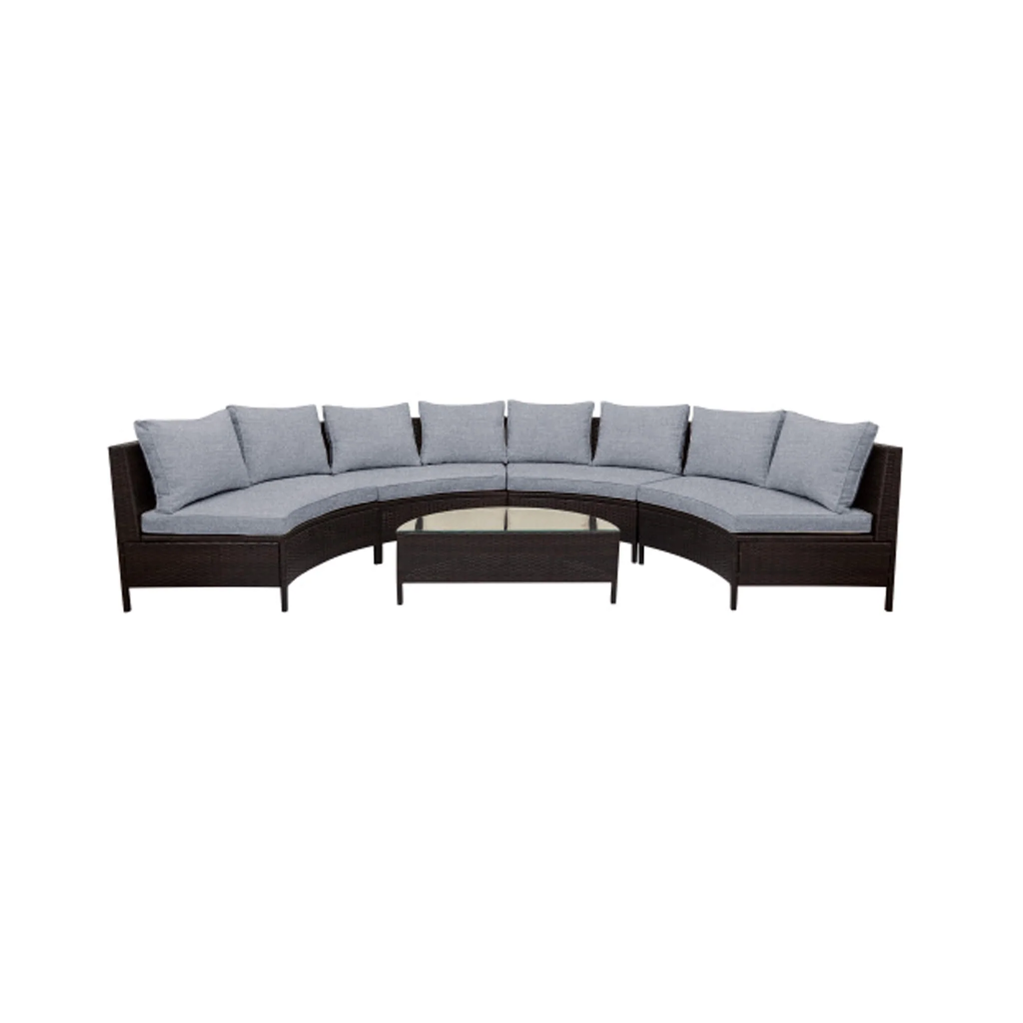 Alora Premium 5-Piece All-Weather Half-Moon Outdoor Rattan Wicker Patio Sectional Sofa Furniture Set With Tempered Glass Table - Image 21