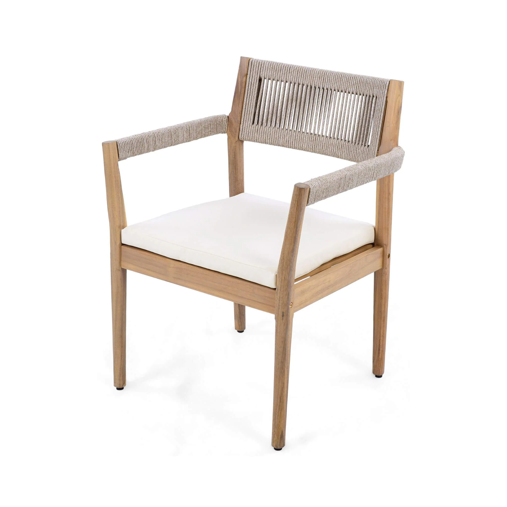 Alora Premium 5-Piece Outdoor Acacia Wood Patio Furniture Set With Braided Dining Chairs, Cushions, And Dining Table - Image 15