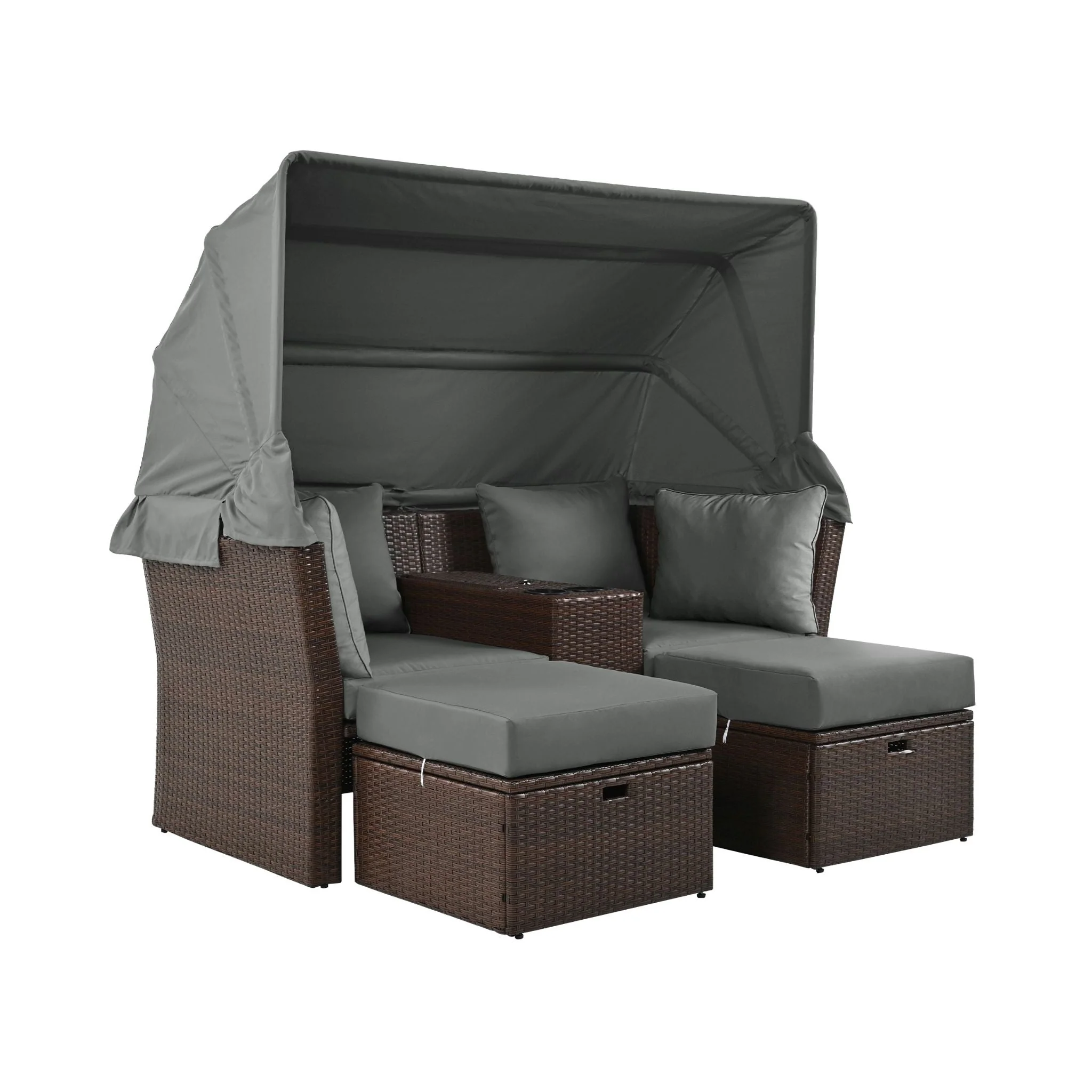 Alora Premium Outdoor 2-Seater Patio Daybed with Foldable Awning, Cushions, and Rattan Frame - Image 38