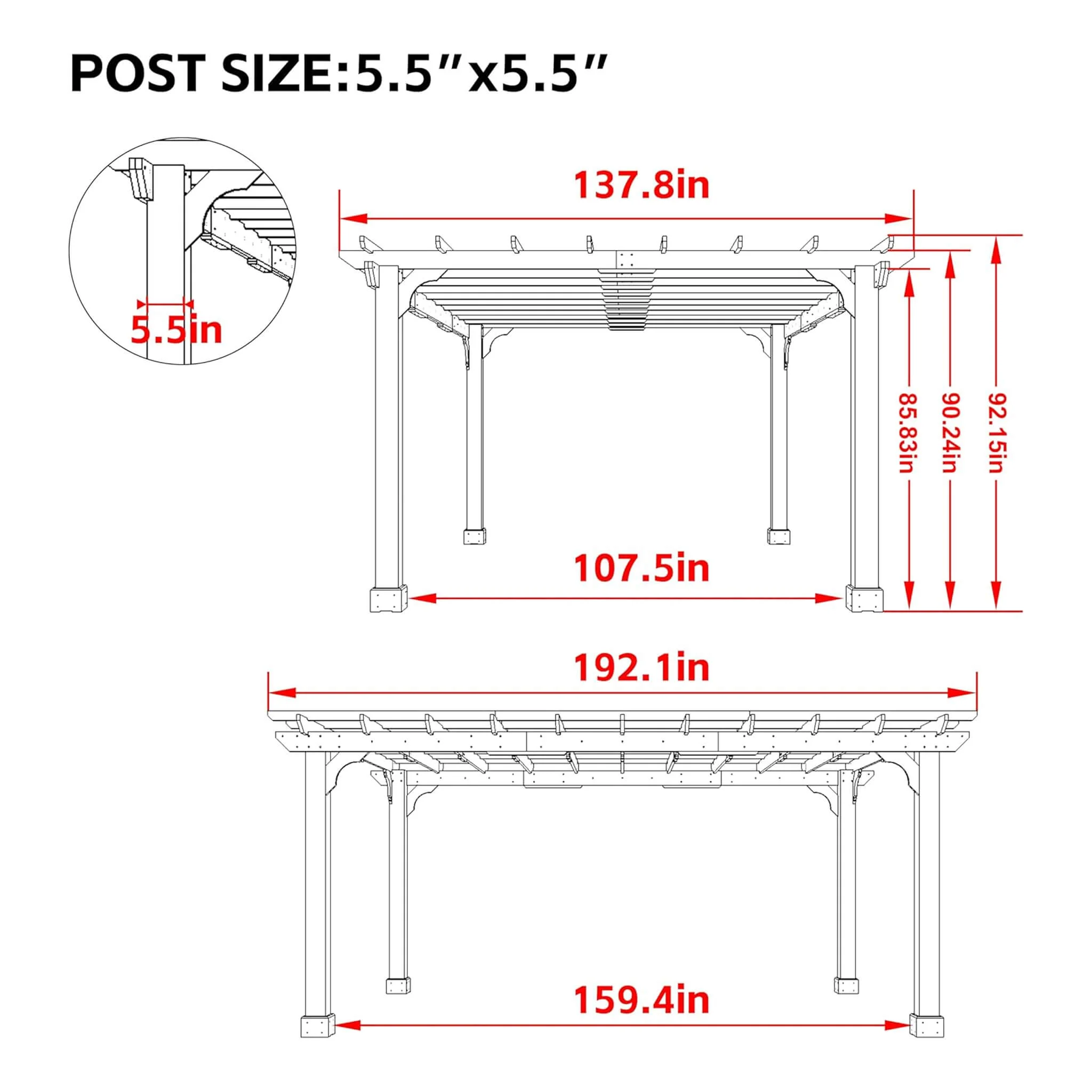 Alora Premium Outdoor Cedar Wood Pergola with Slatted Roof - Image 13