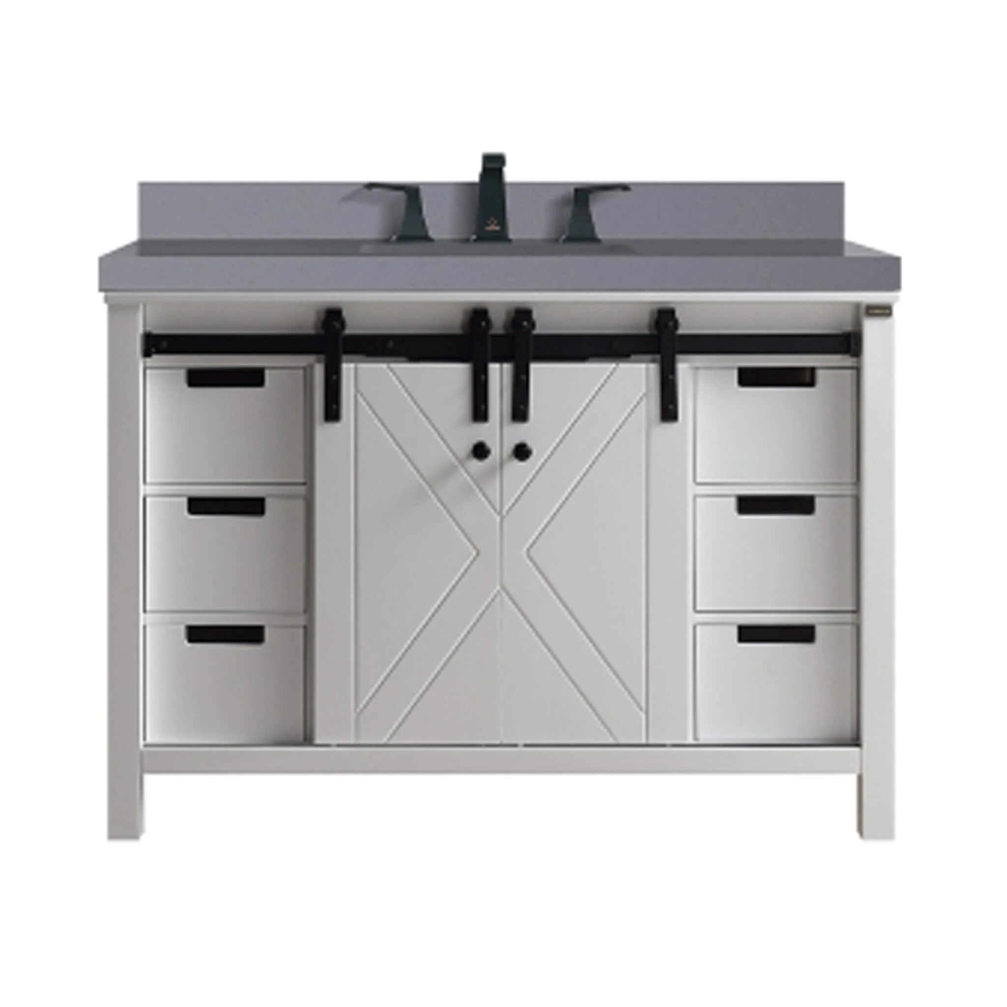 Alora White Bathroom Vanity With Gray Quartz Top And Faucet Set - Image 7