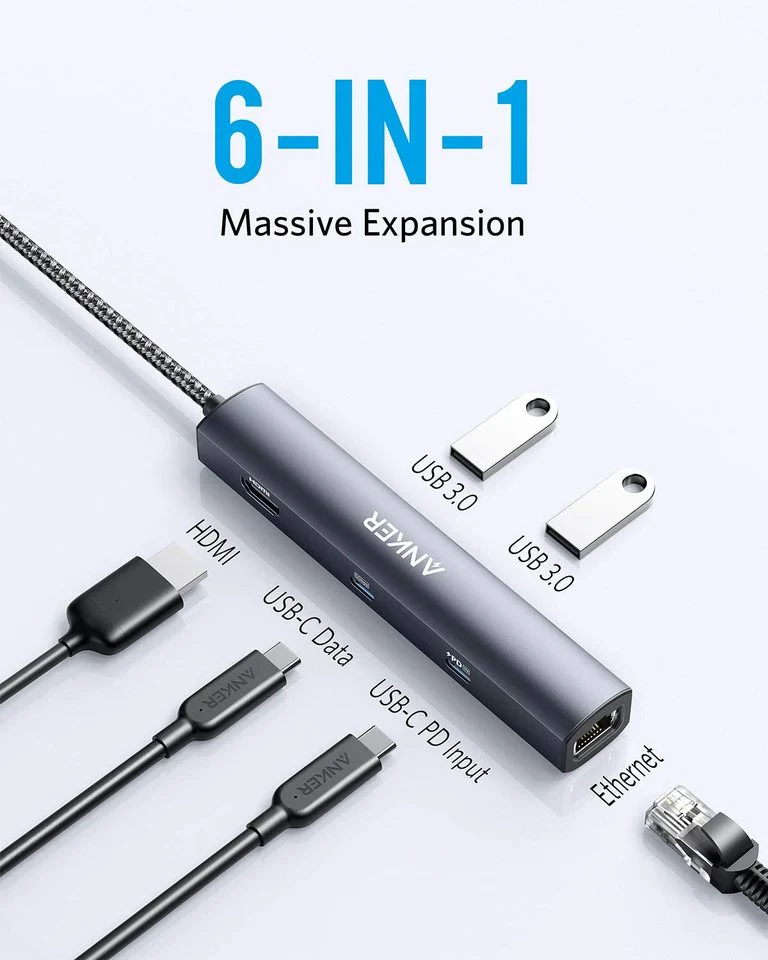 Anker 543 USB-C Hub (6-in-1, Slim) - Image 2