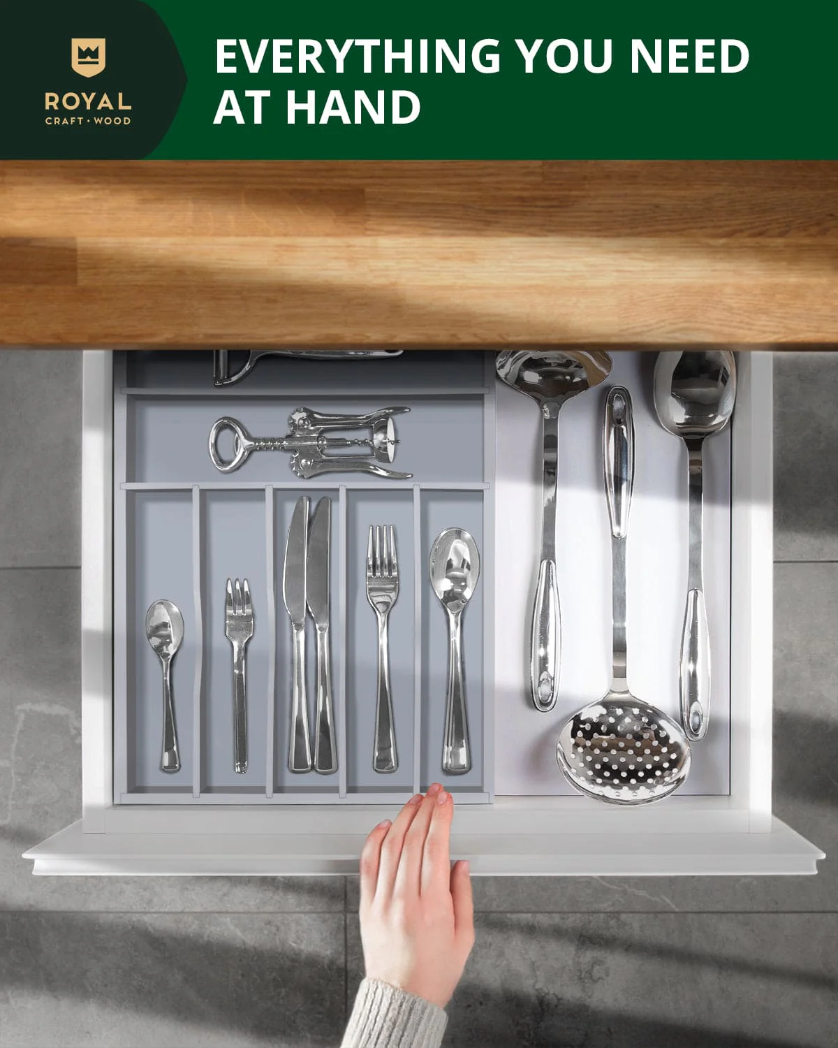 Basic Silverware Drawer Organizer, Gray - Image 7