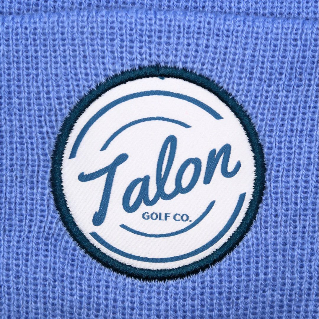 Blue Knit Beanie w/ White Talon Circle Logo - Image 2