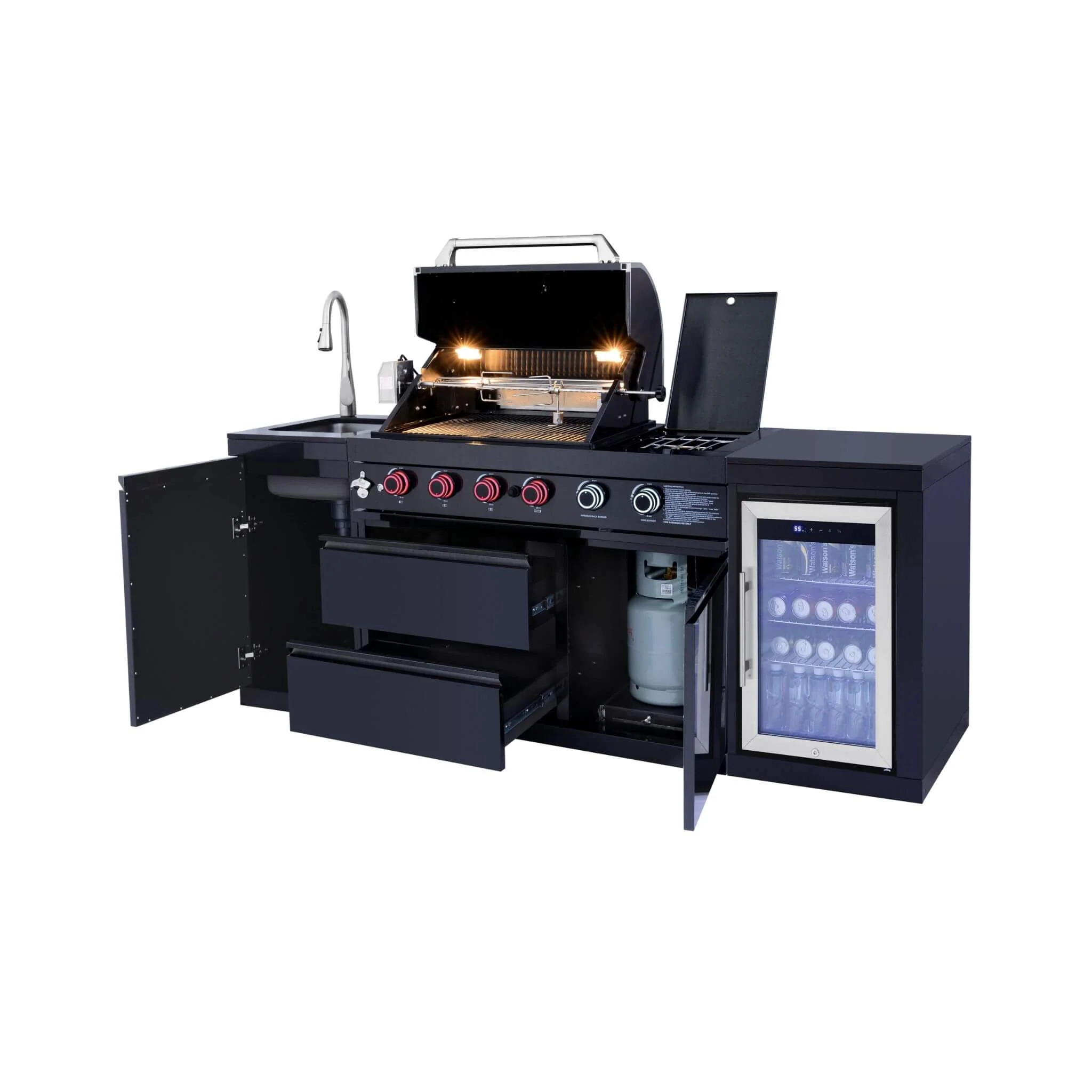 Castelle Flame Monarch 4-Burner 72000 BTU BBQ Island with Fridge and Sink - Image 11