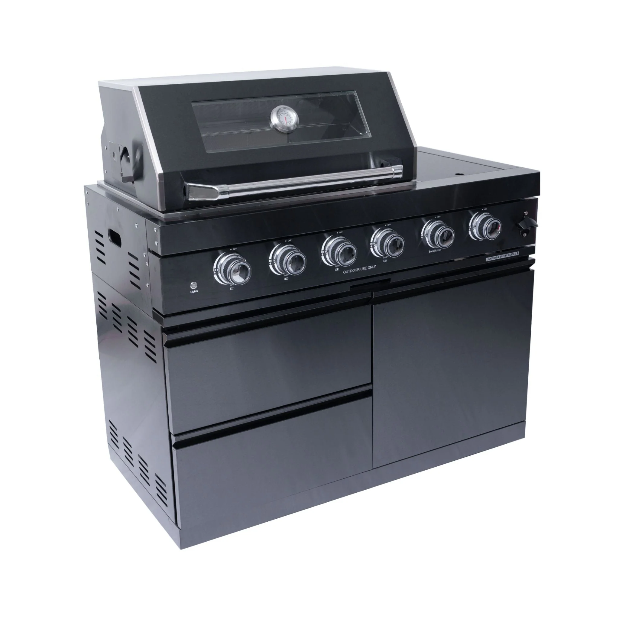 Castelle Flame Premium Black Stainless Steel 4-Burner Gas Grill With Rotisserie Kit - Image 12
