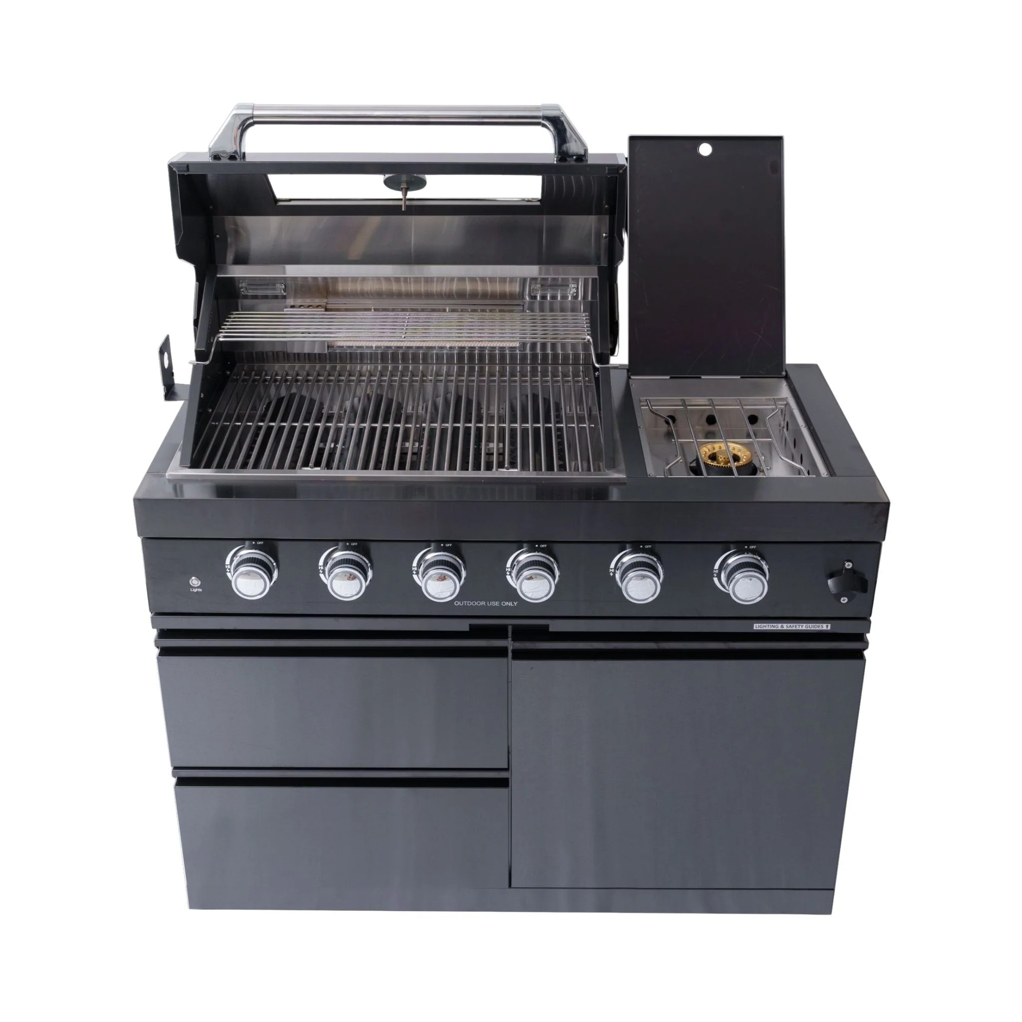 Castelle Flame Premium Black Stainless Steel 4-Burner Gas Grill With Rotisserie Kit - Image 5