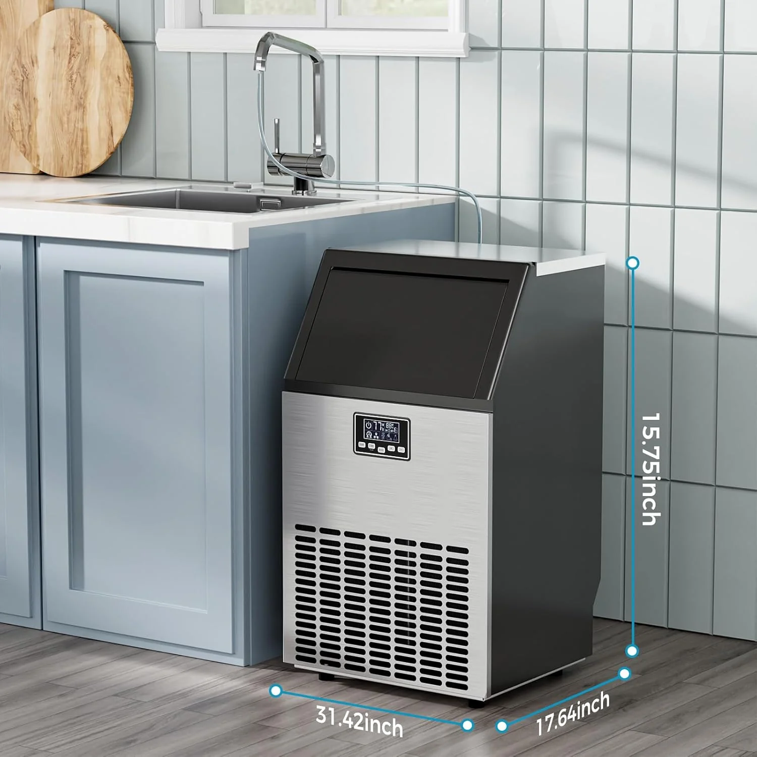 Commercial Ice Maker Machine 100lbs Moon-Shaped Ice Machine with Storage - Image 13
