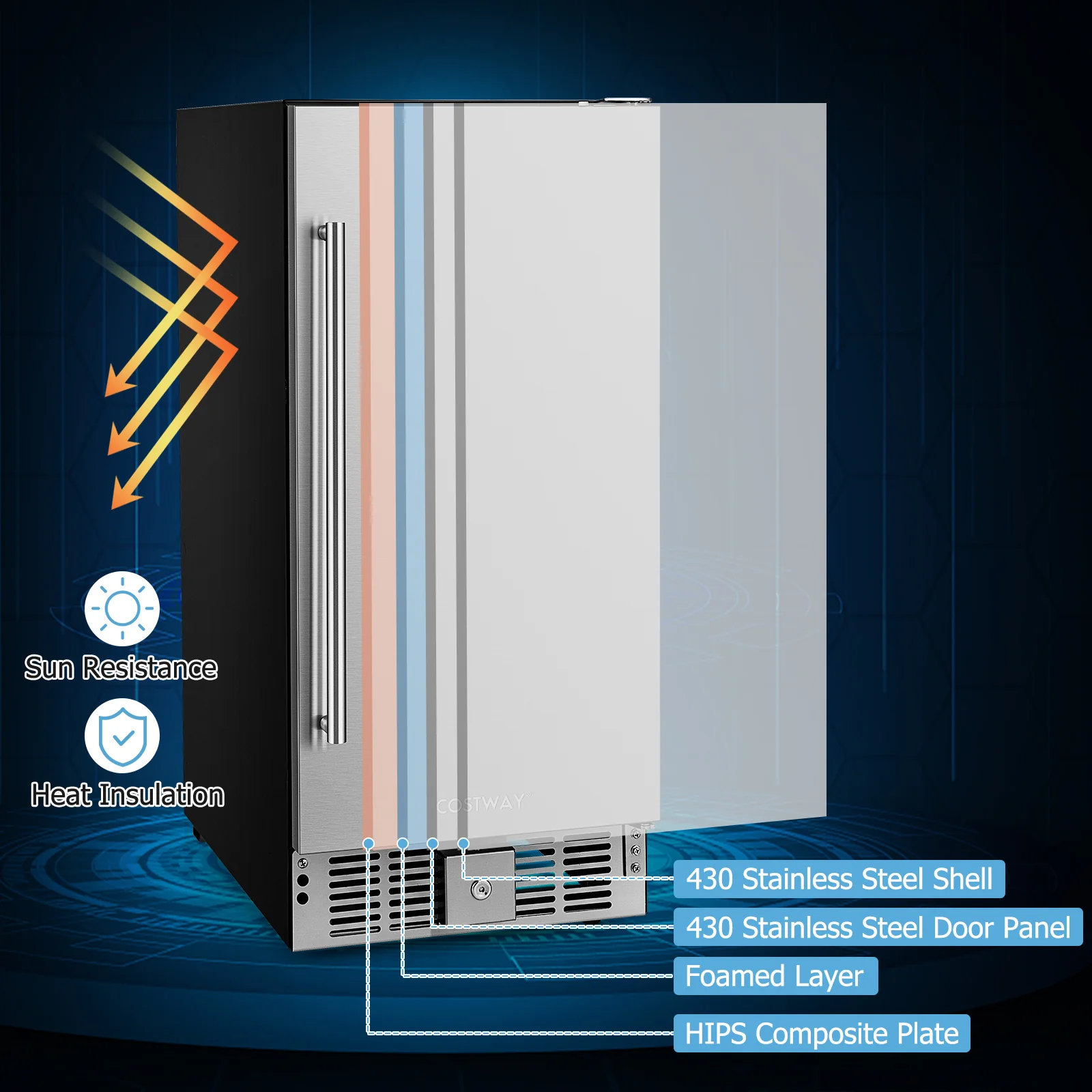Compact Refrigerator with Adjustable Thermostat and Stainless Steel Door - Image 8
