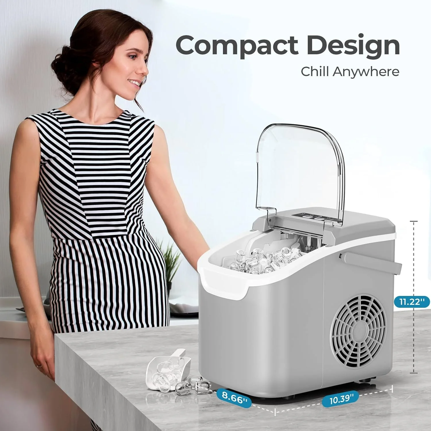 Countertop Ice Maker, 26 lbs Day Ice Production 58012RIM0 - Image 23