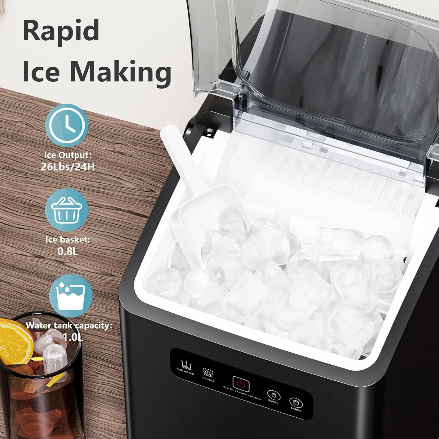 Countertop Ice Maker Portable for Home and Camping RV Z3424-BLACK - Image 2