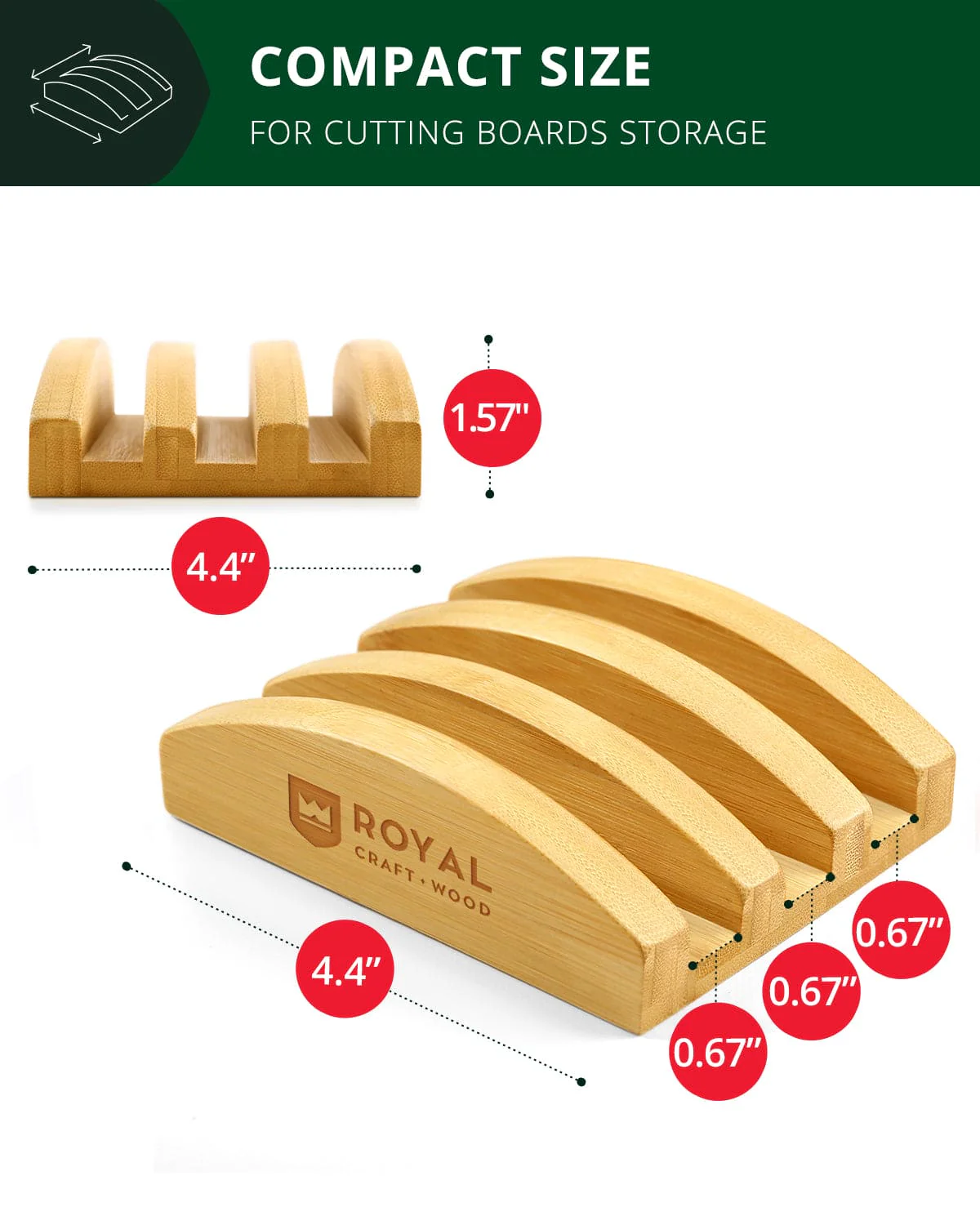 Cutting Board Stand with 3 Slots, Natural - Image 4