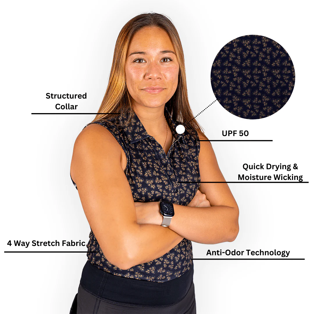 Dark Floral Women's (Sleeveless) Polos - Image 3