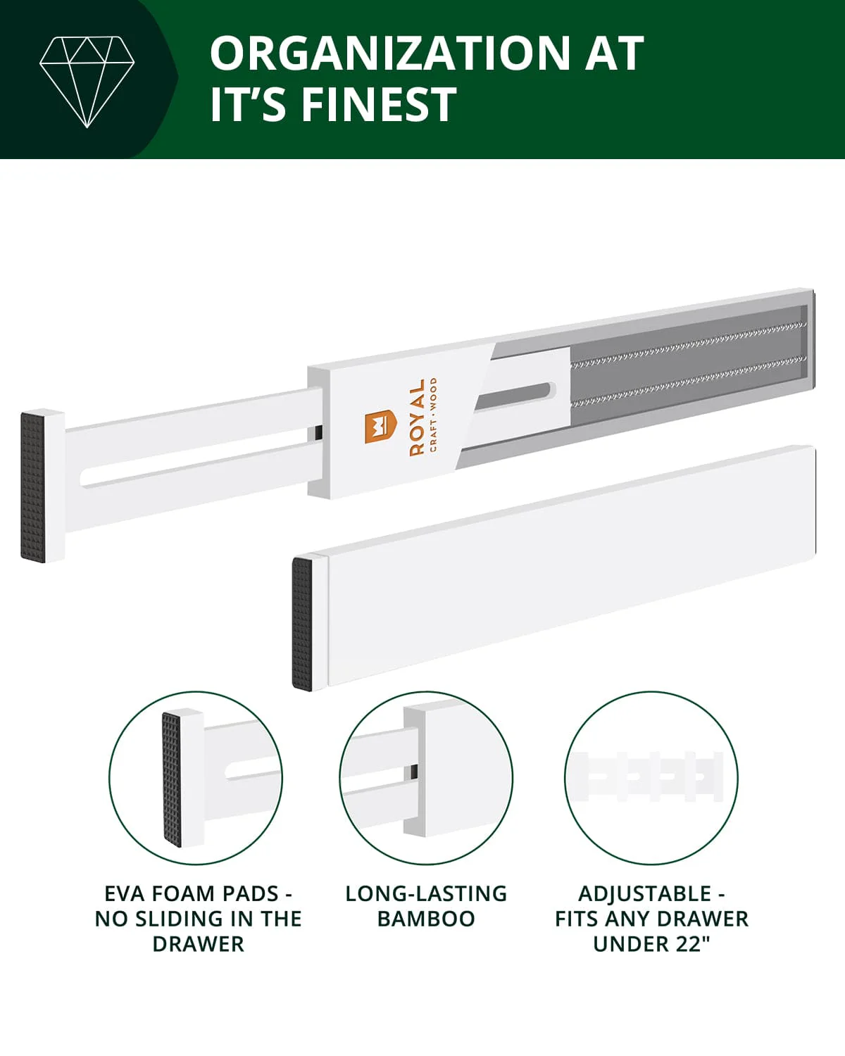 Drawer Dividers 22”, White - Image 4