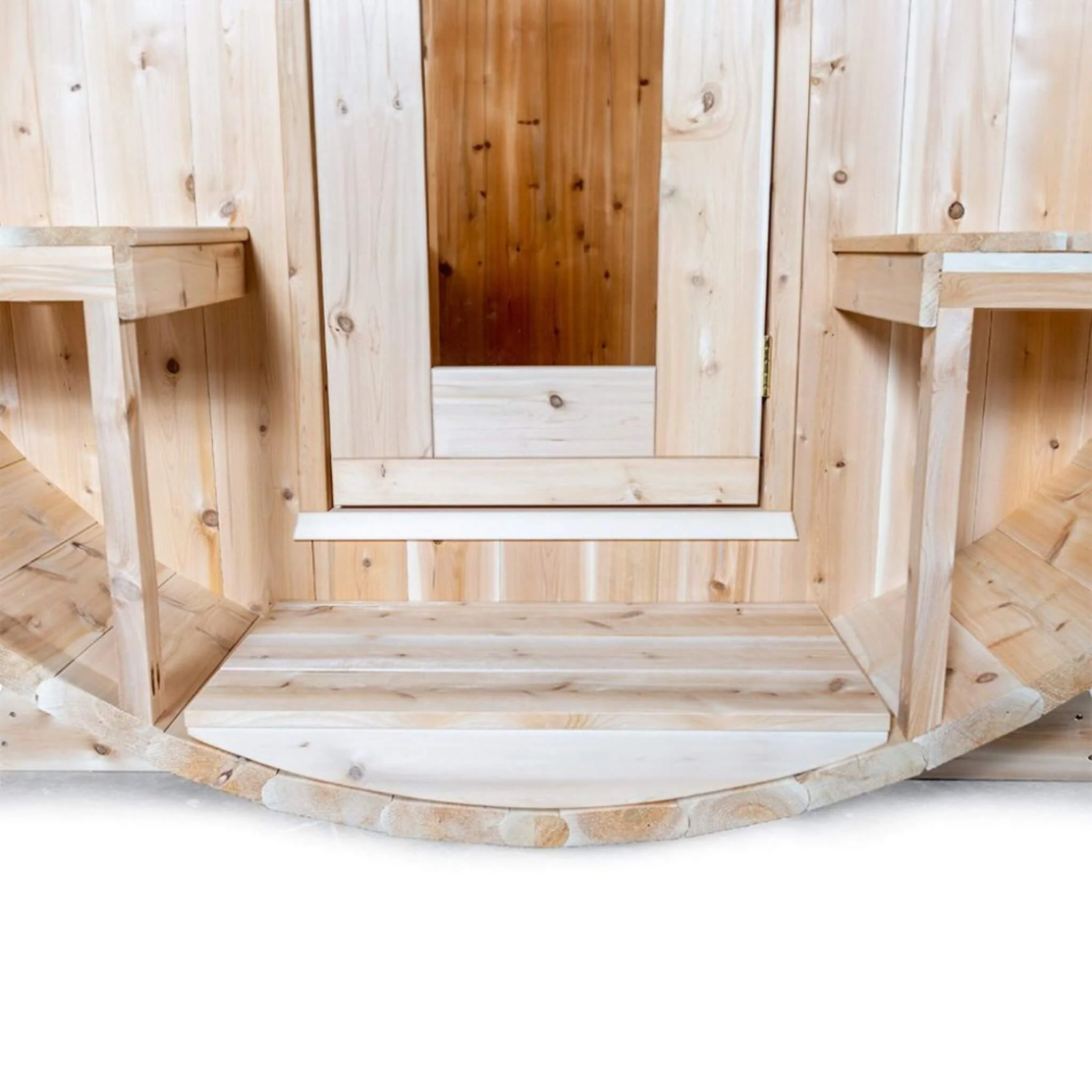 Dundalk Leisurecraft 4-Person Canadian Timber Serenity Barrel Sauna with Solid Wood Benches - Image 3