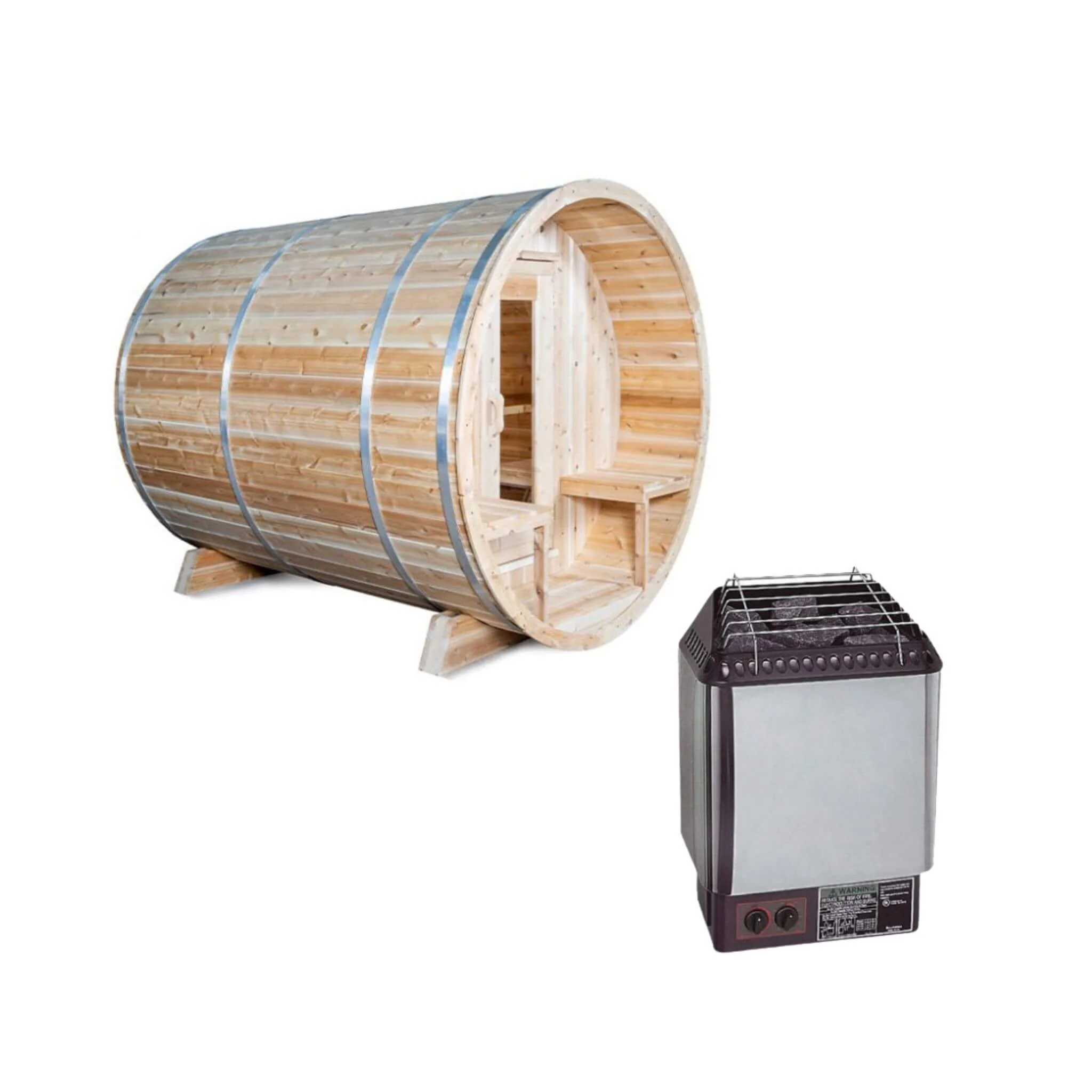 Dundalk Leisurecraft 4-Person Canadian Timber Serenity Barrel Sauna with Solid Wood Benches - Image 9