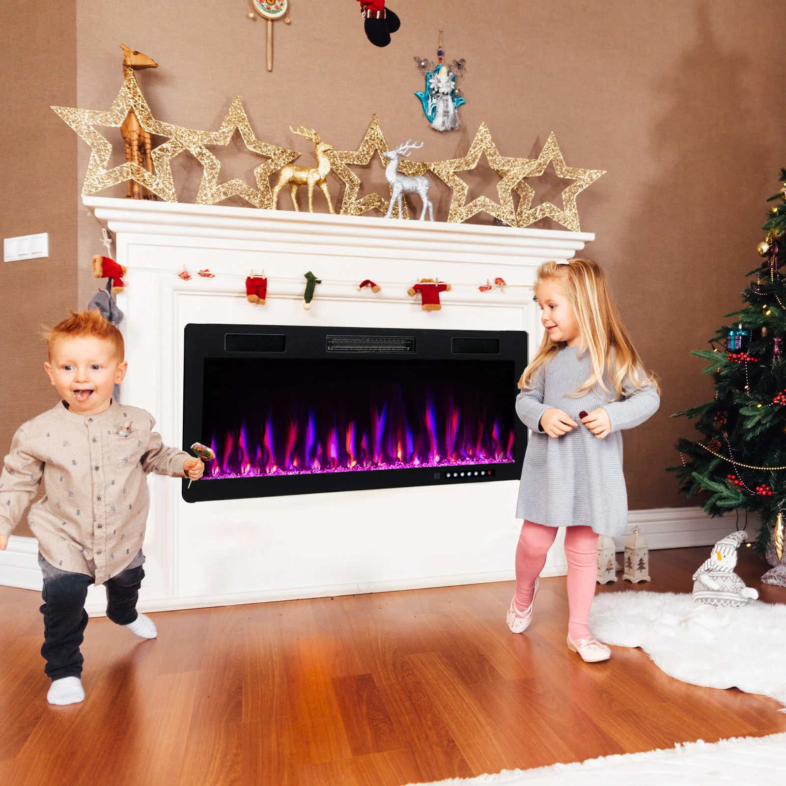 Electric Fireplace 40/50/60 Inches Recessed and Wall Mounted for 2' x 6' Stud - Image 16