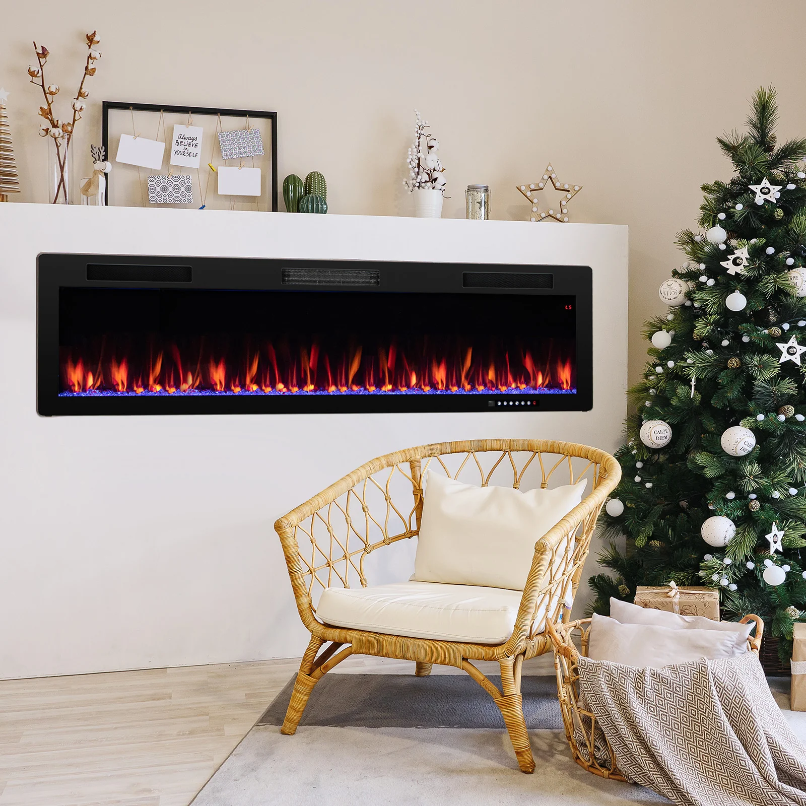 Electric Fireplace 40/50/60 Inches Recessed and Wall Mounted for 2' x 6' Stud - Image 24