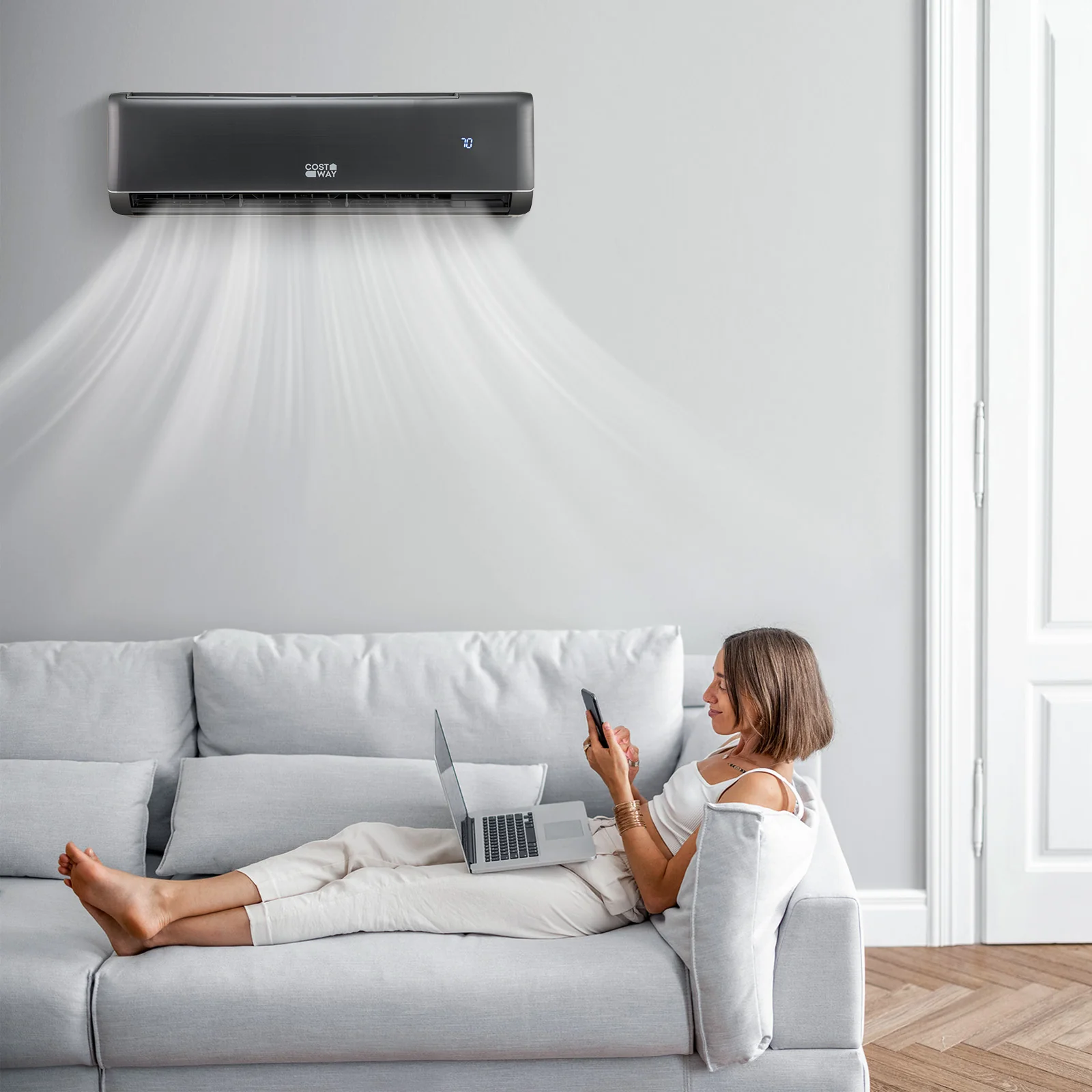 Energy Star Certified 18000 BTU 21 SEER2 208-230V Mini Split Air Conditioner and Heater Gray