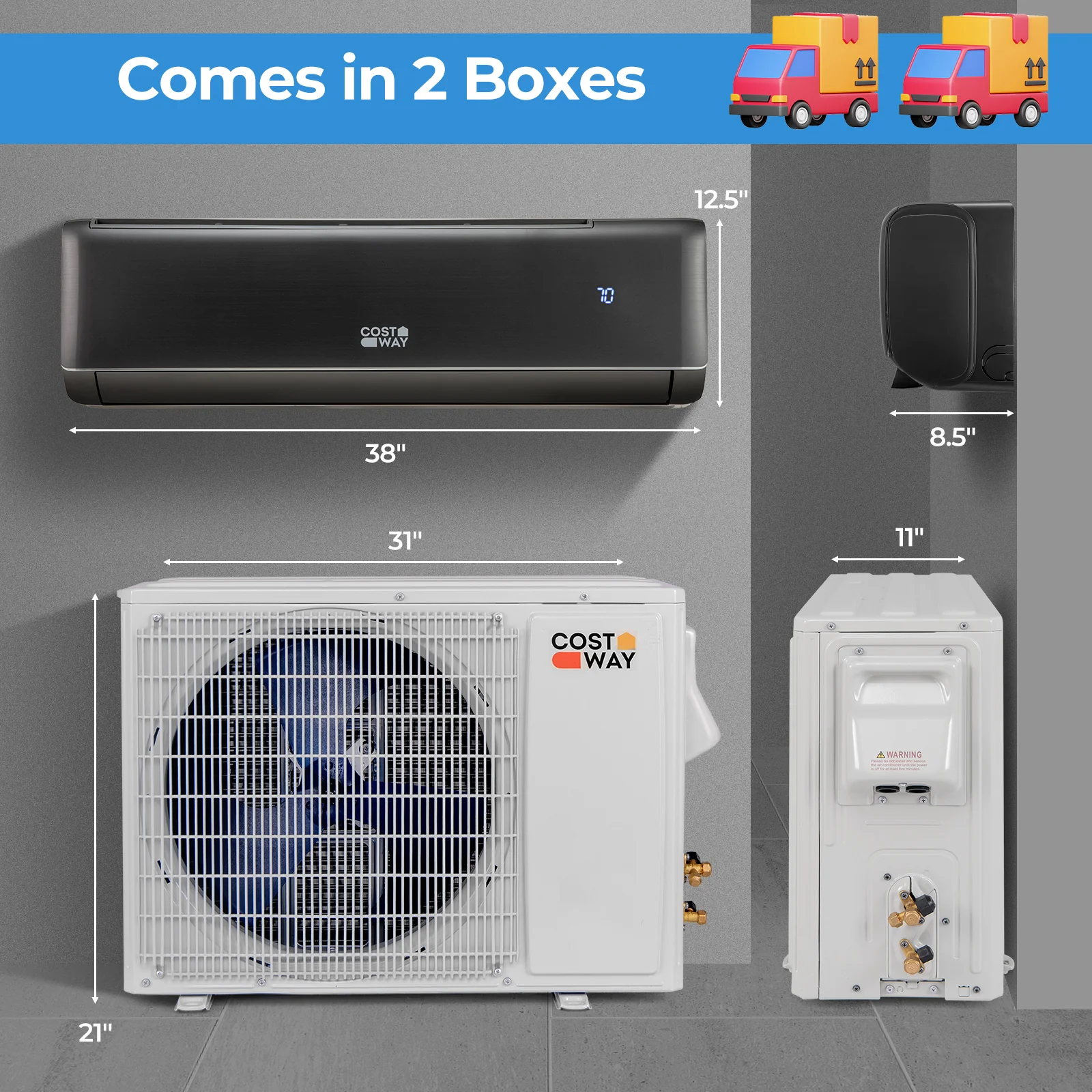 Energy Star Certified 18000 BTU 21 SEER2 208-230V Mini Split Air Conditioner and Heater Gray - Image 4