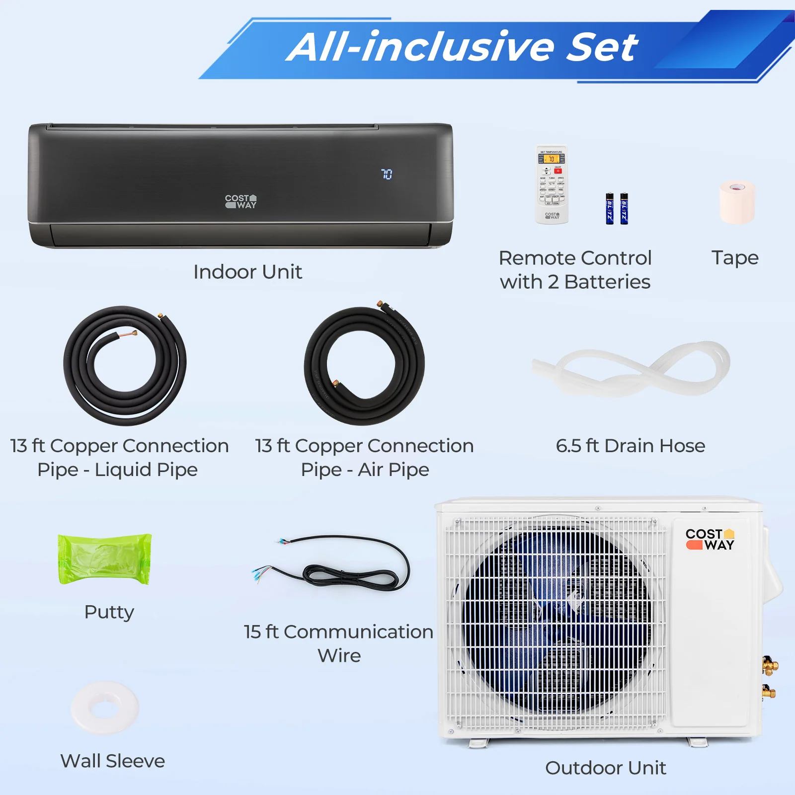 Energy Star Certified 18000 BTU 21 SEER2 208-230V Mini Split Air Conditioner and Heater Gray - Image 5