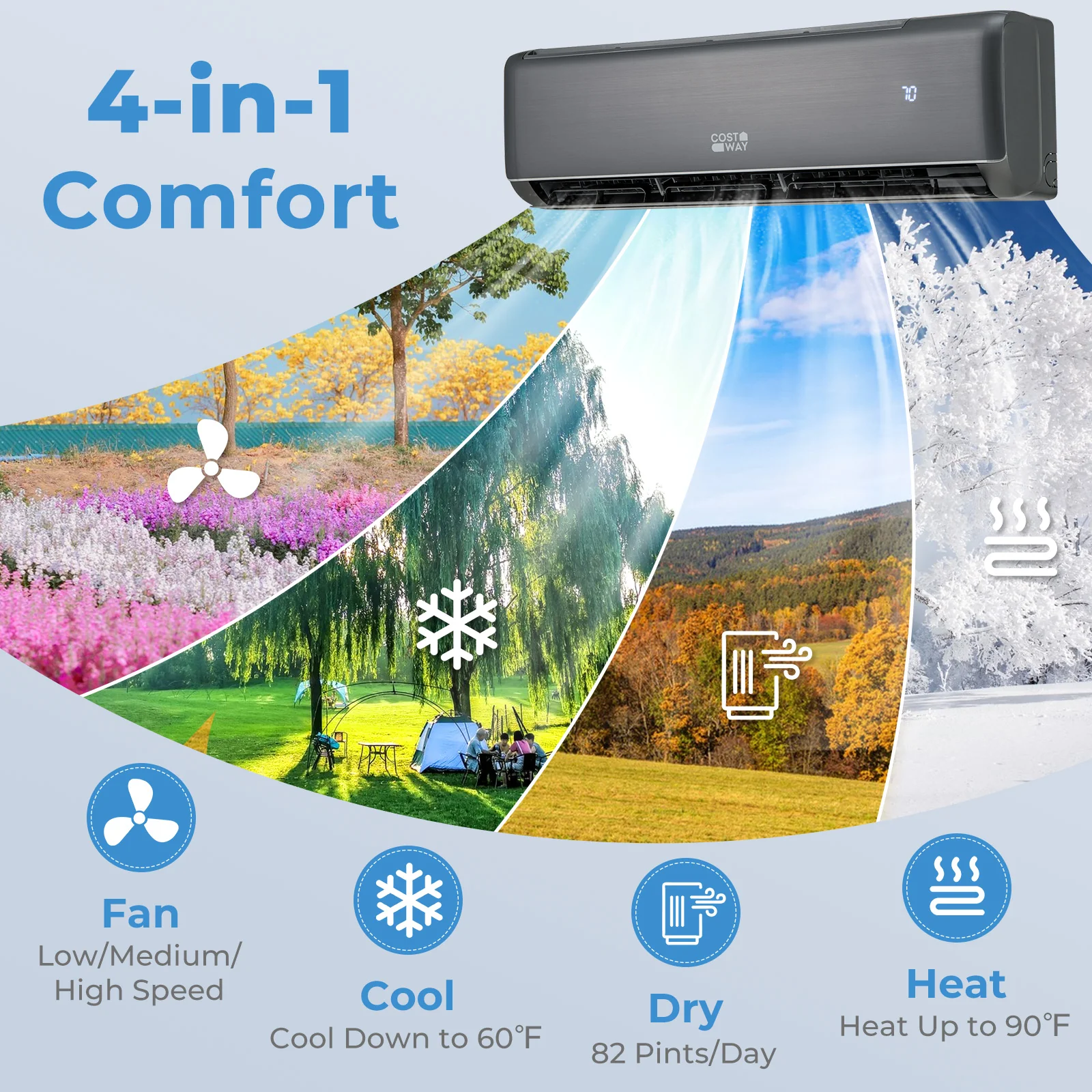 Energy Star Certified 18000 BTU 21 SEER2 208-230V Mini Split Air Conditioner and Heater Gray - Image 6