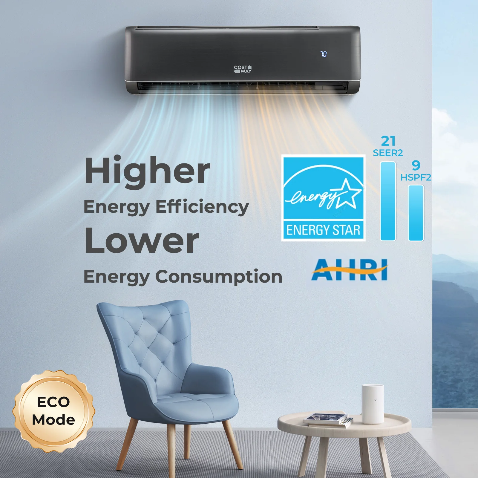 Energy Star Certified 18000 BTU 21 SEER2 208-230V Mini Split Air Conditioner and Heater Gray - Image 7