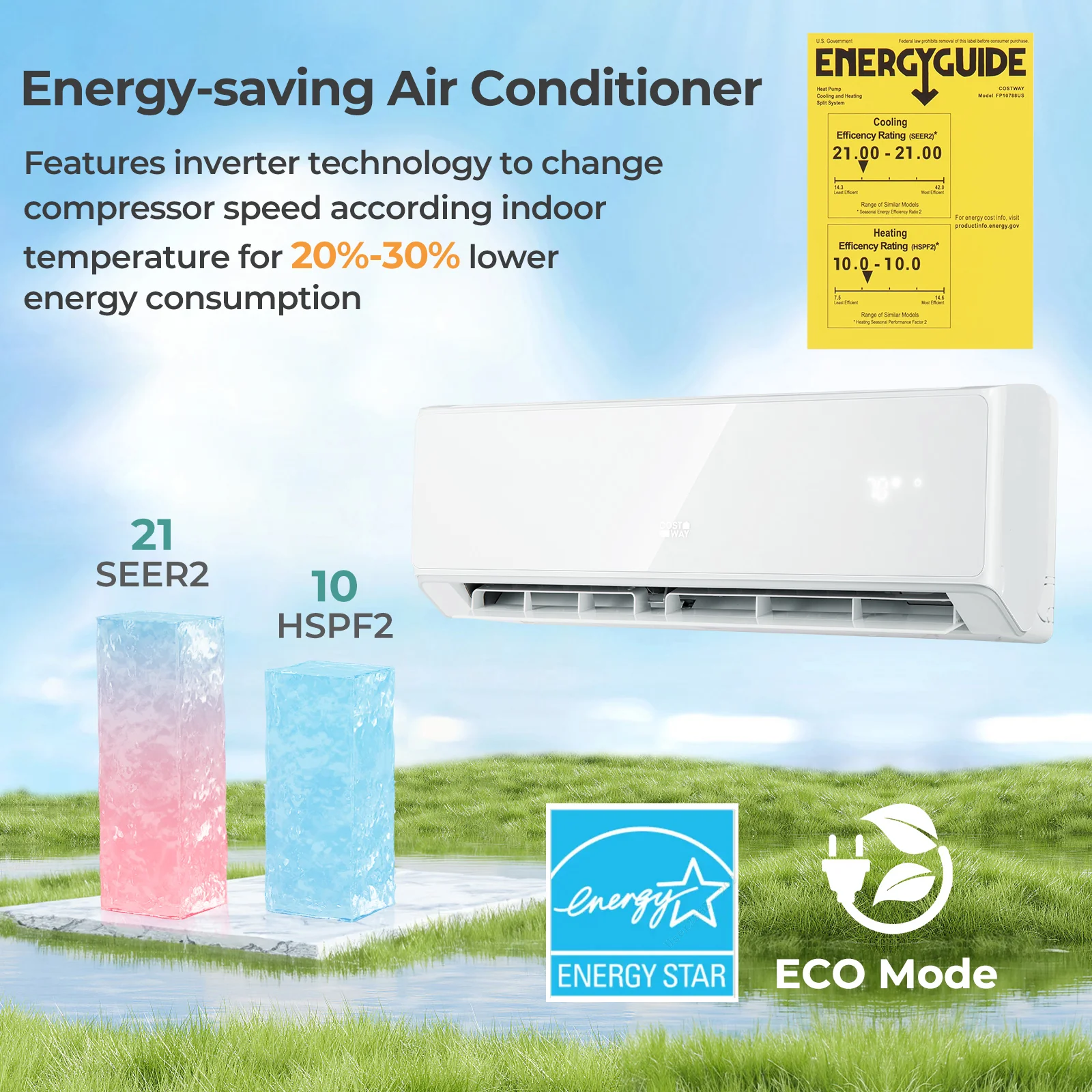 Energy Star Certified 24000 BTU 21 SEER2 208-230V Mini Split Air Conditioner and Heater White Wifi Enabled - Image 3